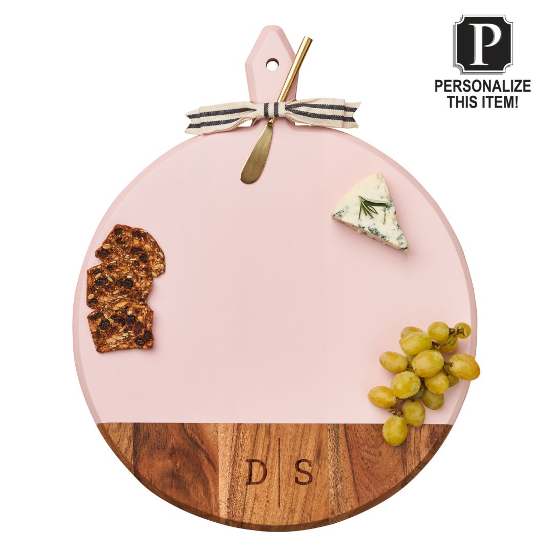 Personalized Acacia Heirloom Round Serving Board with Handle - 20