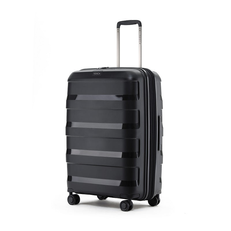 Tosca Comet 25in Medium 4 Wheel Hard Shell Suitcase - Black | Durable Lightweight Luggage for Travel, Business Trips & Vacations