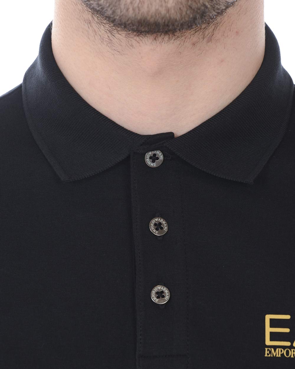 Emporio Armani EA7 Core ID M Long Sleeve Polo Shirt for Men - Black, Size S - Athletic Fit, Moisture Wicking, Breathable Fabric - Perfect for Gym, Running & Casual Wear