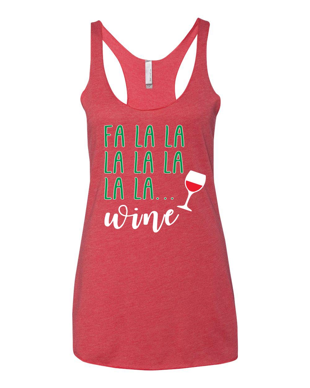 FA La La La Wine Christmas Spirit Tri-Blend Racerback Tank Top - Festive Holiday Party Outfit & Casual Wear