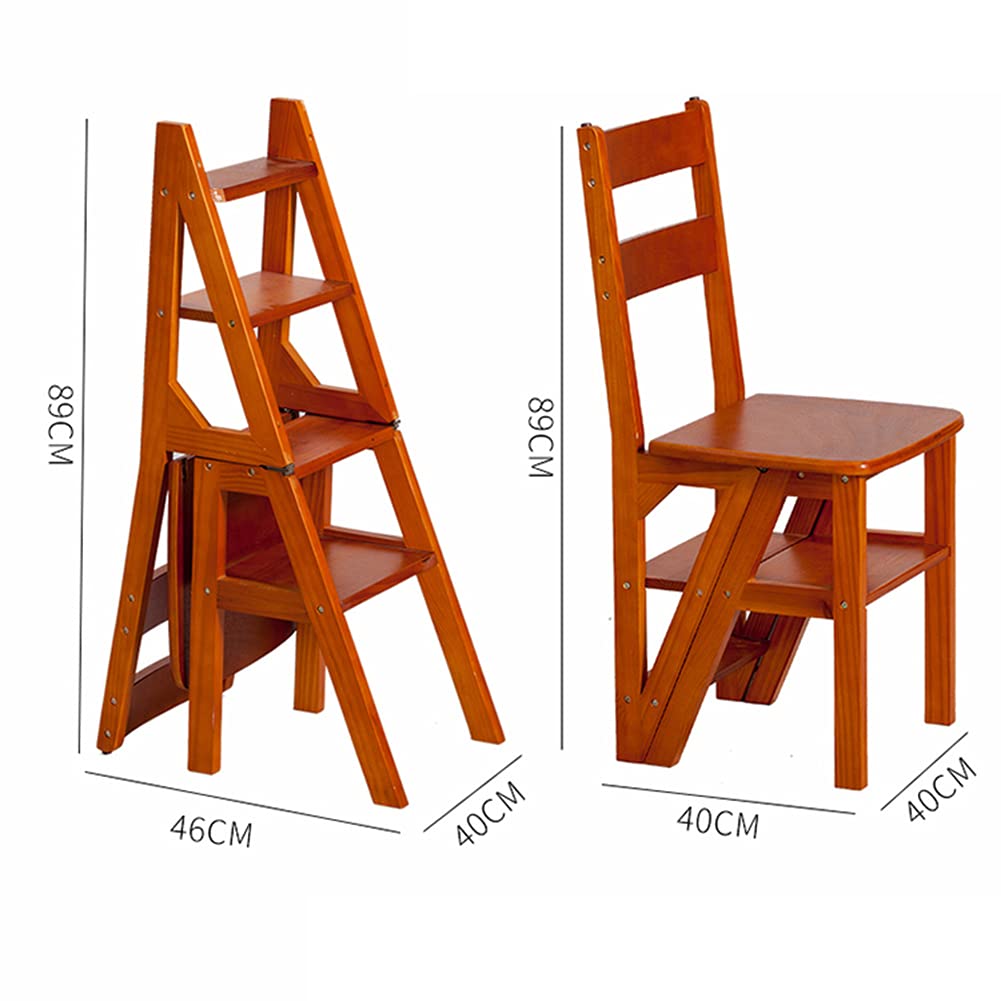 Solid Wood Folding Step Stool for Indoor Use - Portable Telescoping Ladder Stool with Non-Slip Feet for Home, Kitchen, Bathroom, Closet Organization, Shoe Rack & Flower Stand - Perfect as Kids Step Stool, Pet Stairs or Reaching High Shelves