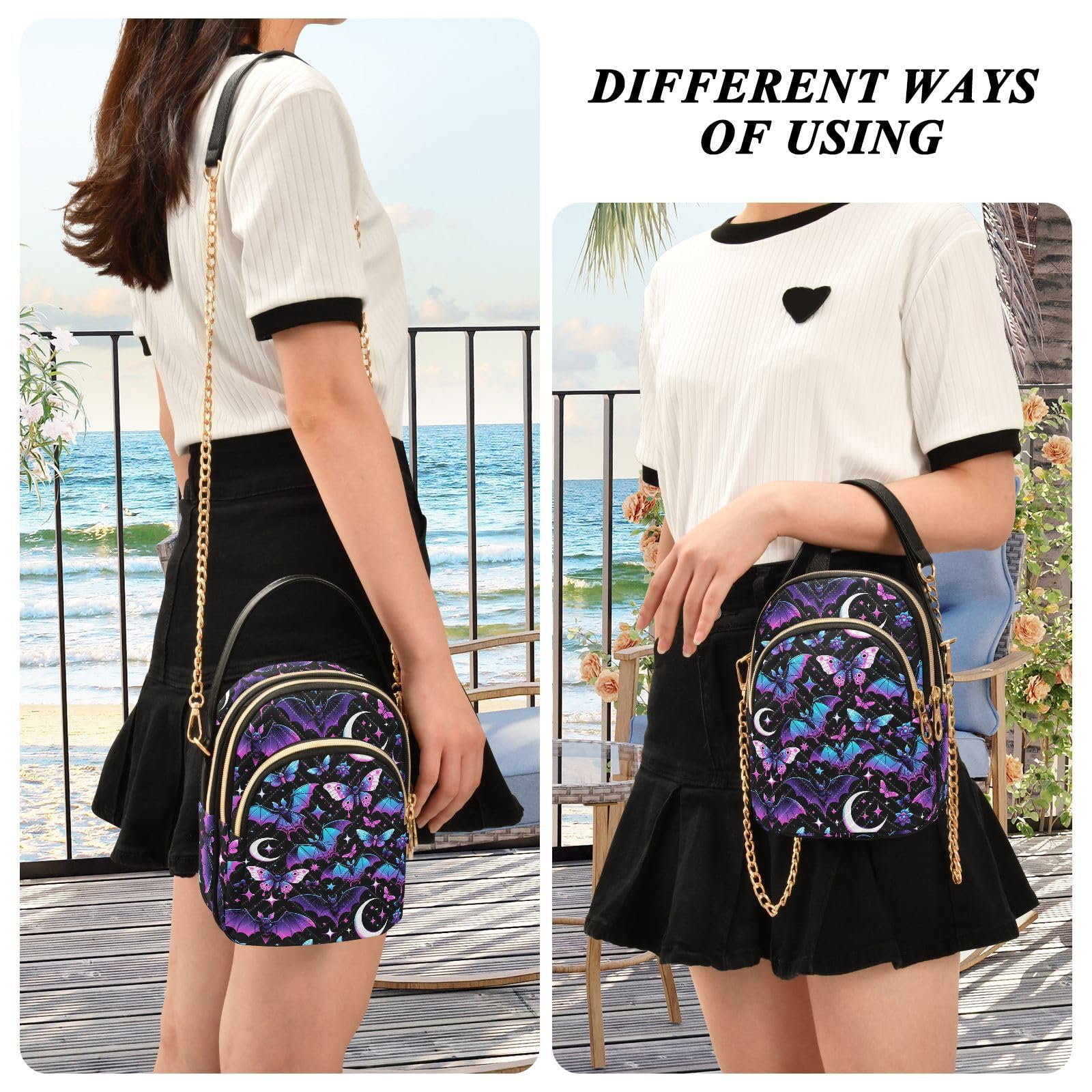Trendy Quilted Crossbody Bag for Women - Gothic Skull Design Handbag with Phone Pocket | Perfect for Travel, Shopping & Everyday Use