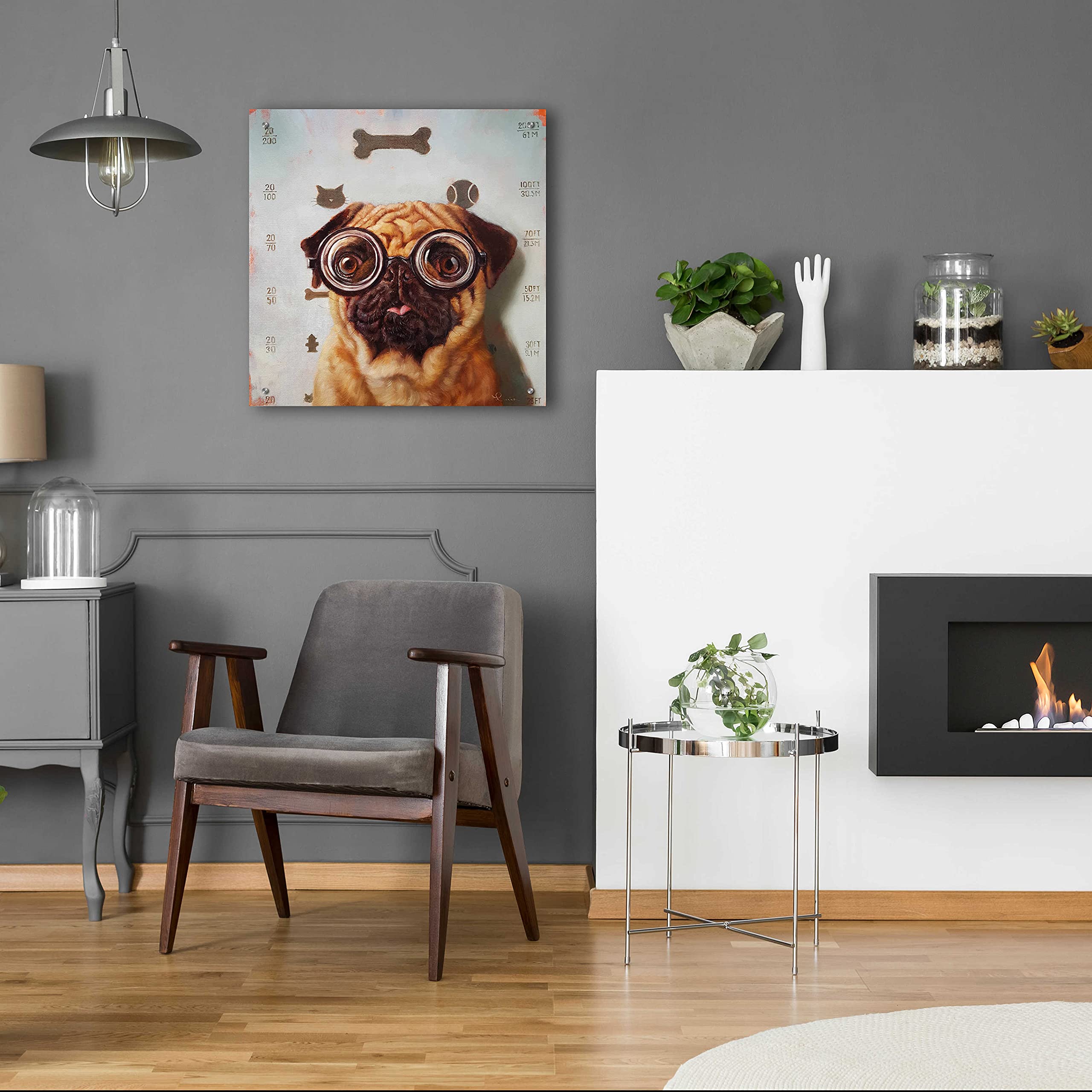 Lucia Heffernan 'Canine Eye Exam' Acrylic Glass Wall Art - 24x24 Inch Modern Dog Painting for Living Room, Office & Veterinary Clinic Decor