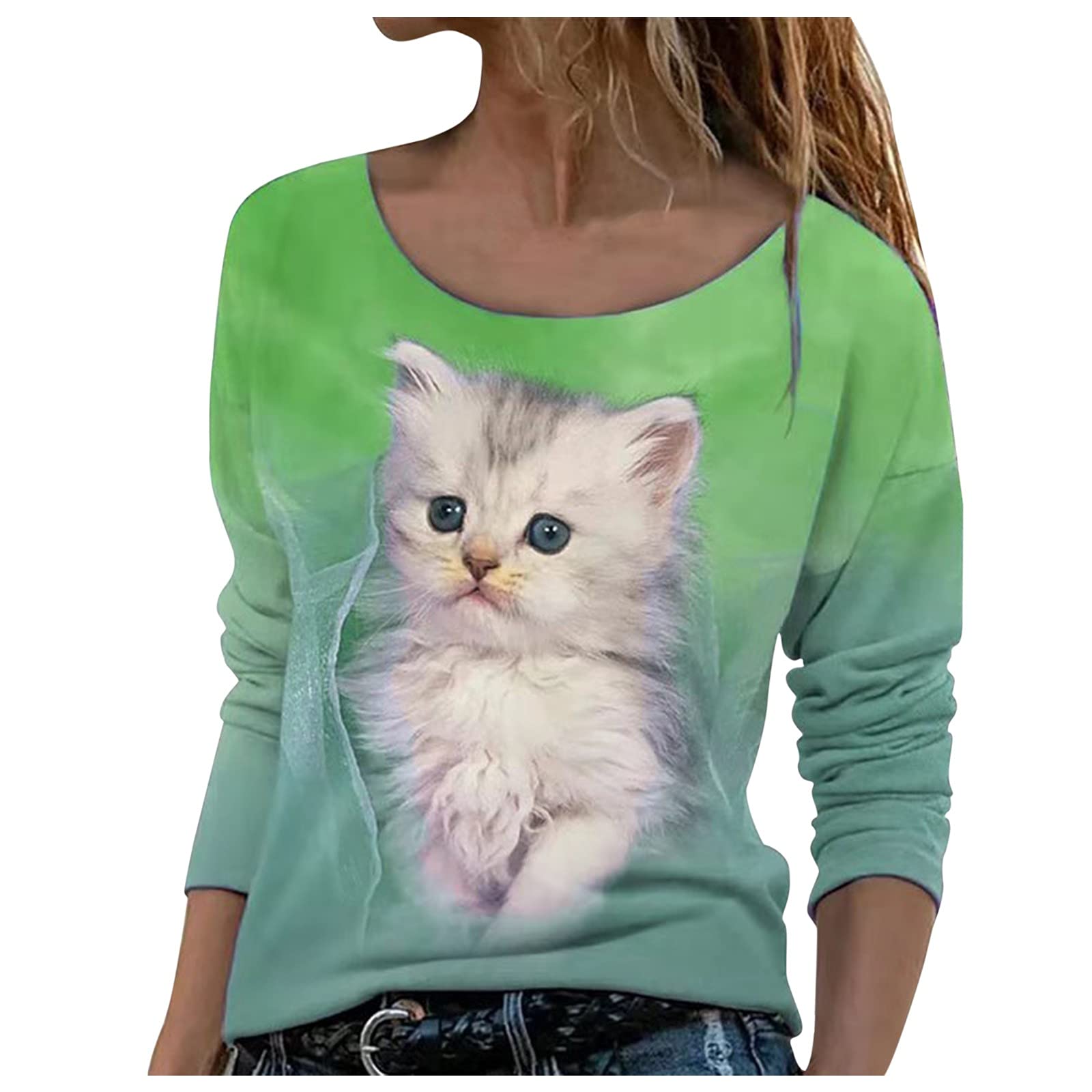 Women's Solid Color & Printed Blouse - Round Neck Long Sleeve Tops for Hiking, Travel & Casual Wear | Fashionable Comfort Shirts for Outdoor Activities & Daily Outfits