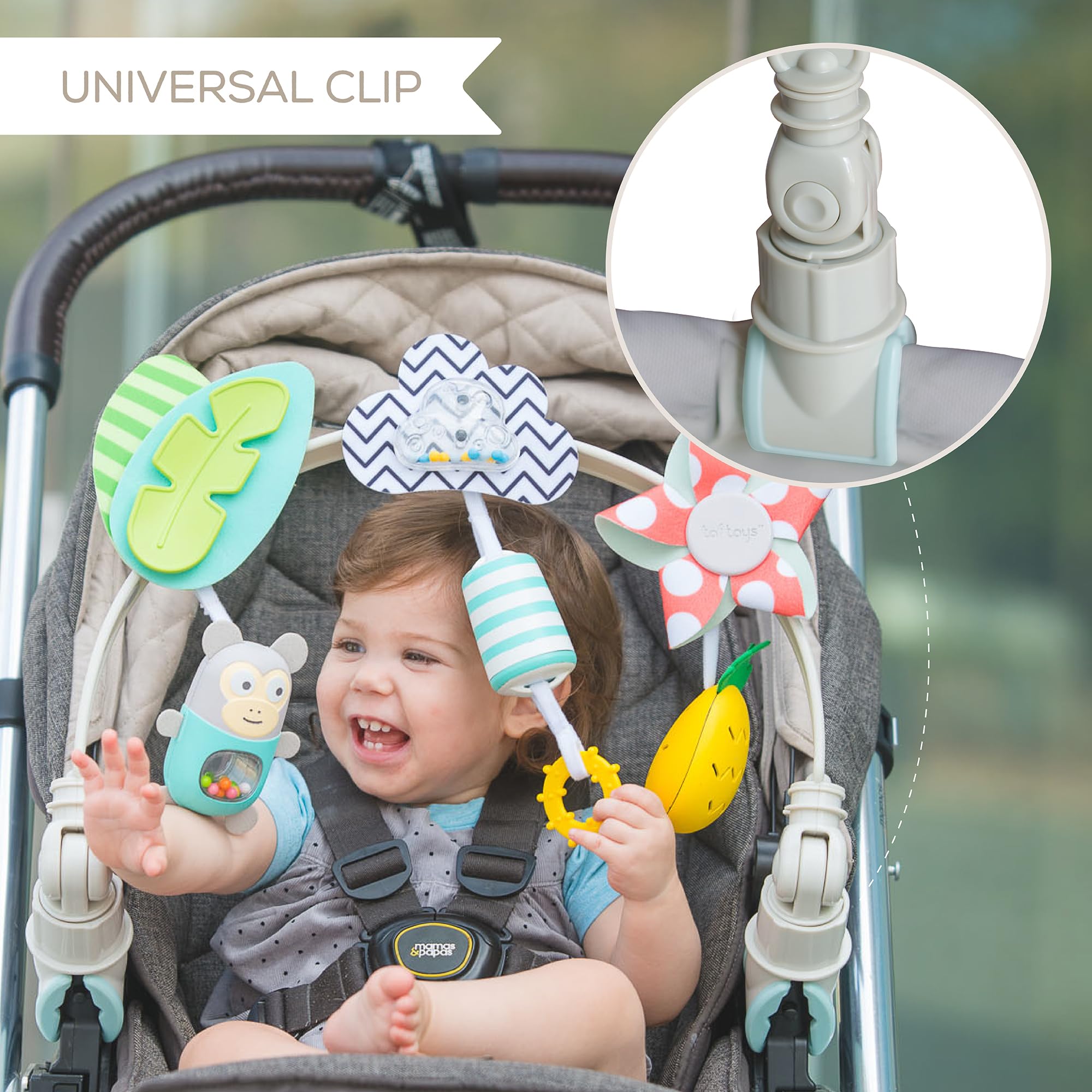 Taf Toys Tropical Orchestra Arch - Baby Activity Toy for Stroller & Pram | Sensory Development & Motor Skills for Infants & Toddlers | Perfect for Outdoor Walks, Travel & Playtime