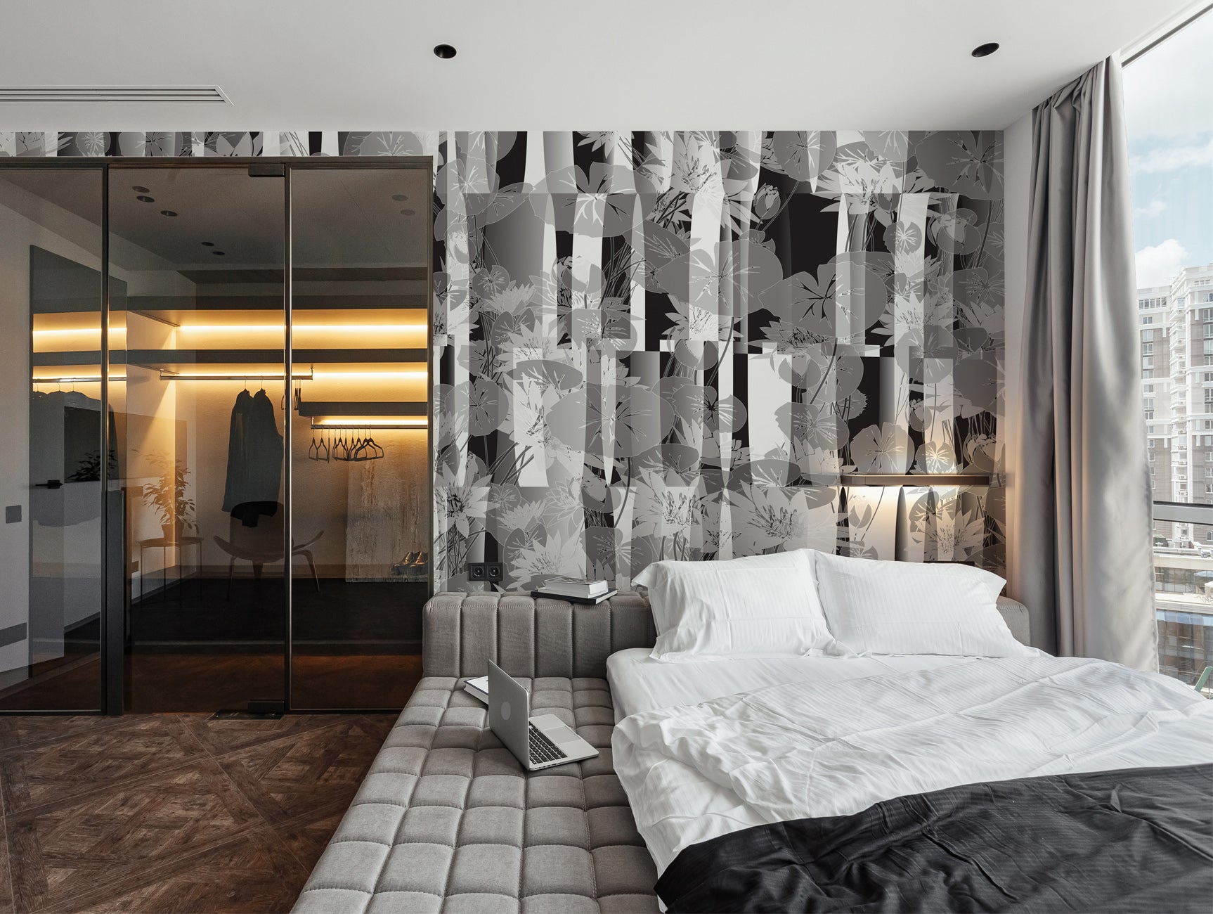 Black and White Geometric Mural Wallpaper M1333 - Modern Peel and Stick Wallpaper for Living Room, Bedroom, Office - Self-Adhesive Removable Wall Decor for Home & Commercial Spaces