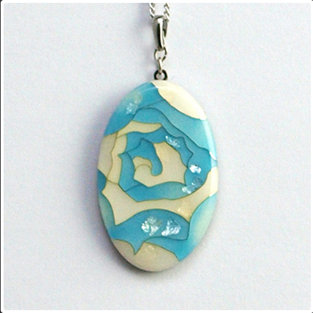 Yusen Shippo Pendant Necklace - Rose Blue Japanese Cloisonné Jewelry for Women, Handmade Enamel Necklace Gift for Her, Perfect for Weddings & Special Occasions