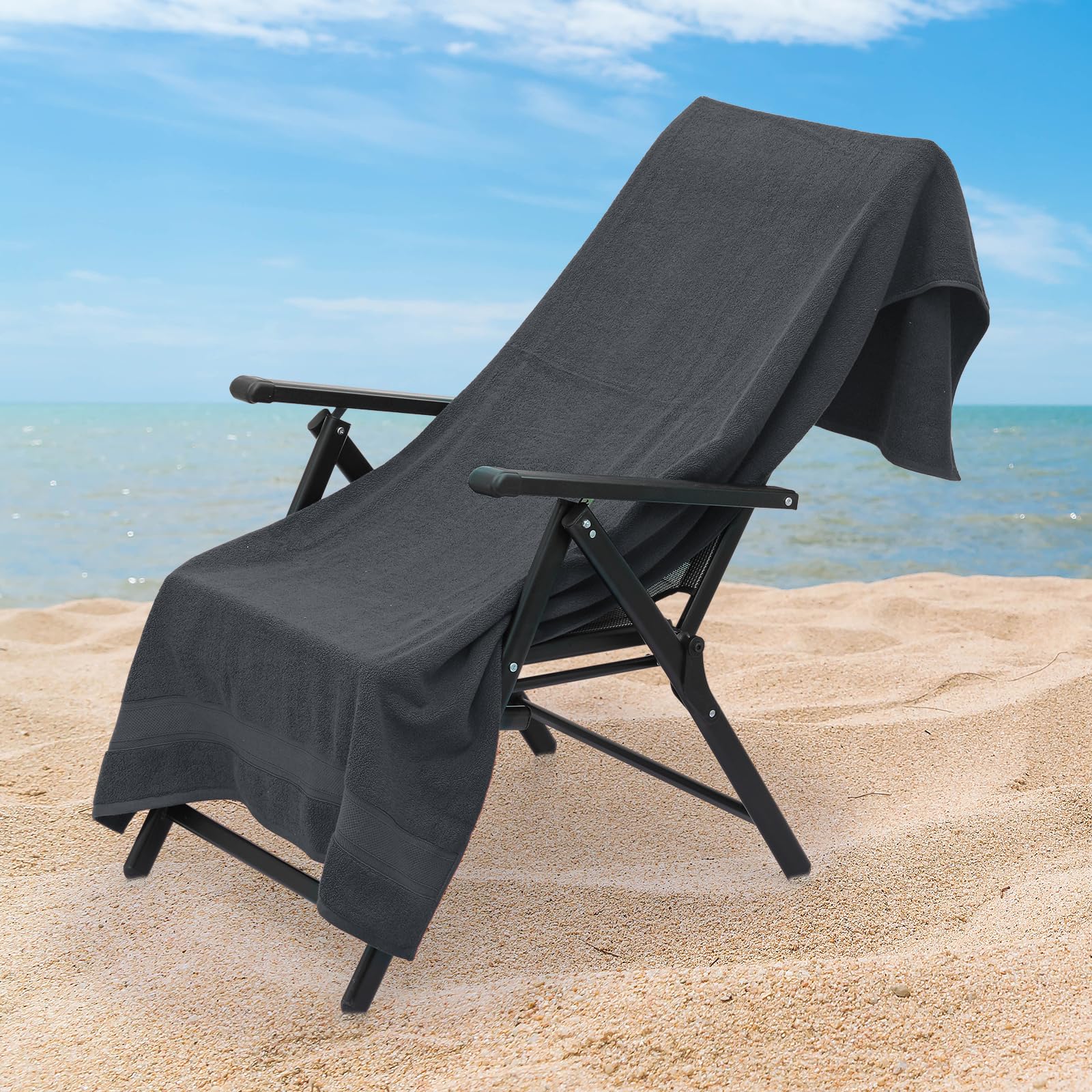 Magshion Extra Large Cotton Bath Towel Set of 2 - Oversized Quick-Dry Bath Sheets for Adults, Soft & Absorbent, Black - Perfect for Spa, Beach & Luxury Bathroom Use