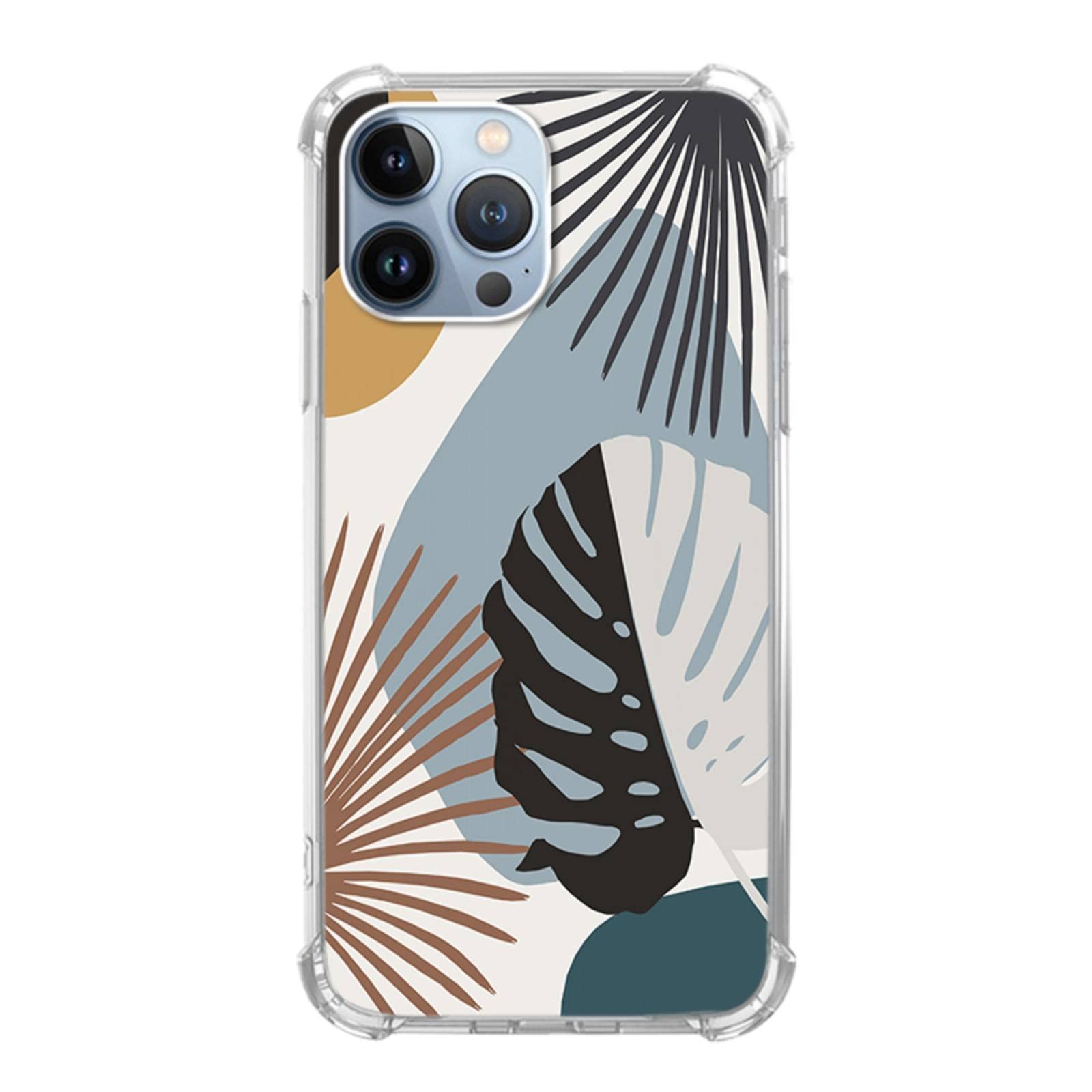 Boho Palm iPhone 12 Pro Max Case - Tropical Plant Pattern Silicone Cover with Shockproof TPU Bumper & Anti-Scratch Protection | Perfect for Beach Vacations, Summer Outings & Boho Style Lovers