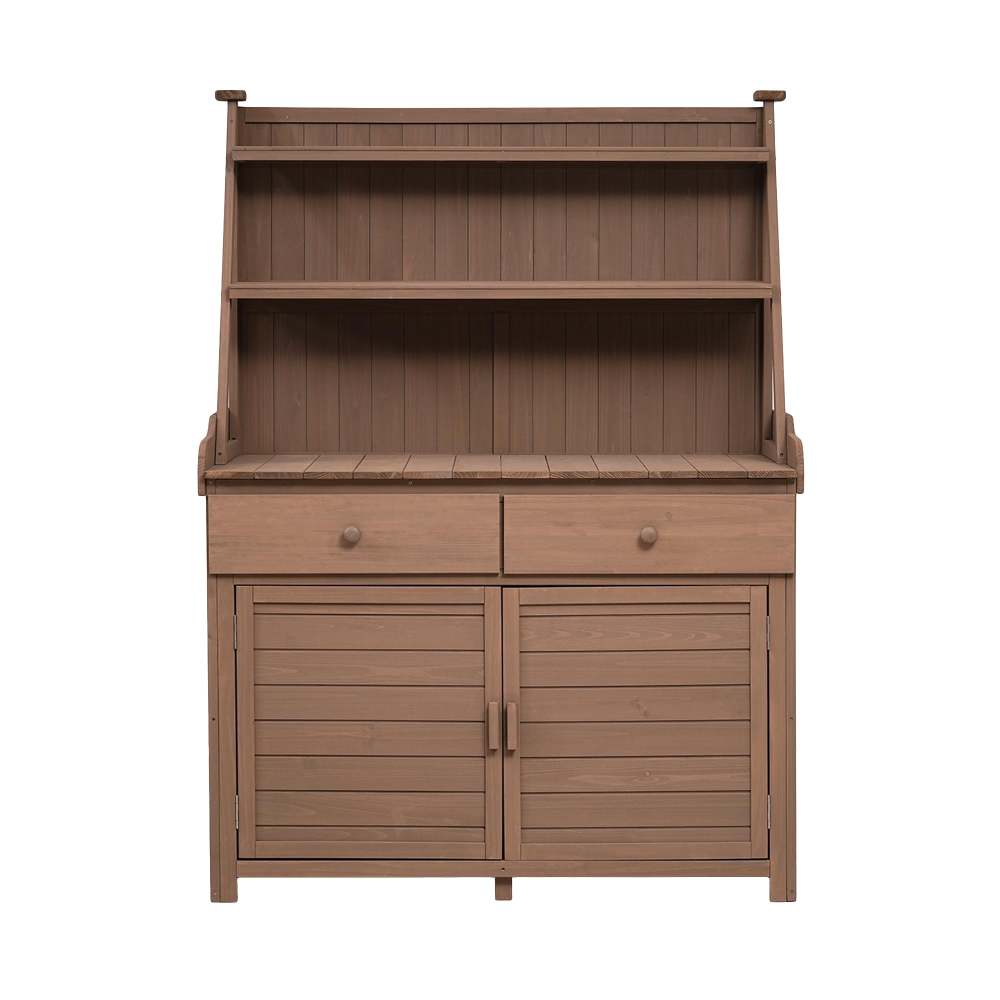 65 Inch Fir Wood Garden Potting Bench with Storage Shelf, Drawer & Cabinet - Heavy Duty Outdoor Workstation for Planting, Gardening & DIY Projects - Perfect for Backyard, Greenhouse & Patio Use