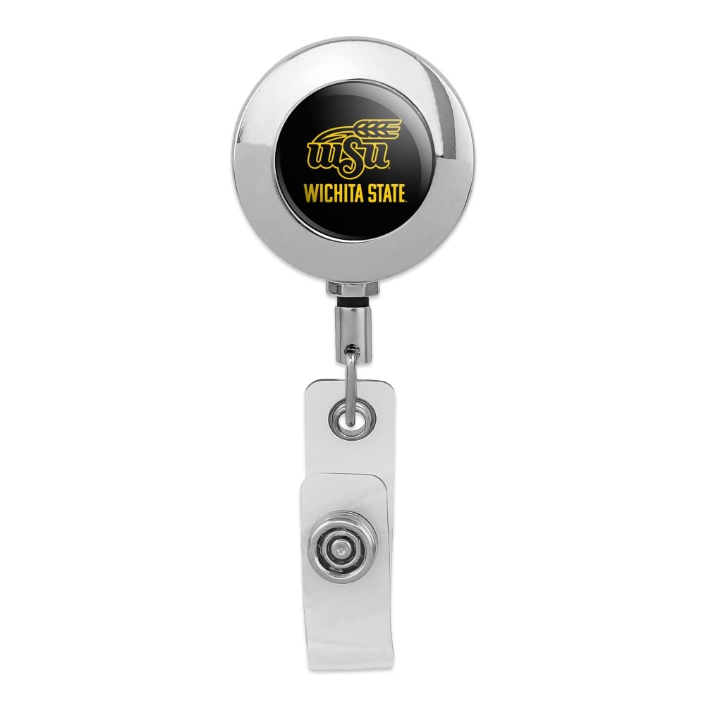 Wichita State ID Badge Holder - Chrome Metal Clip for Work & Campus Security