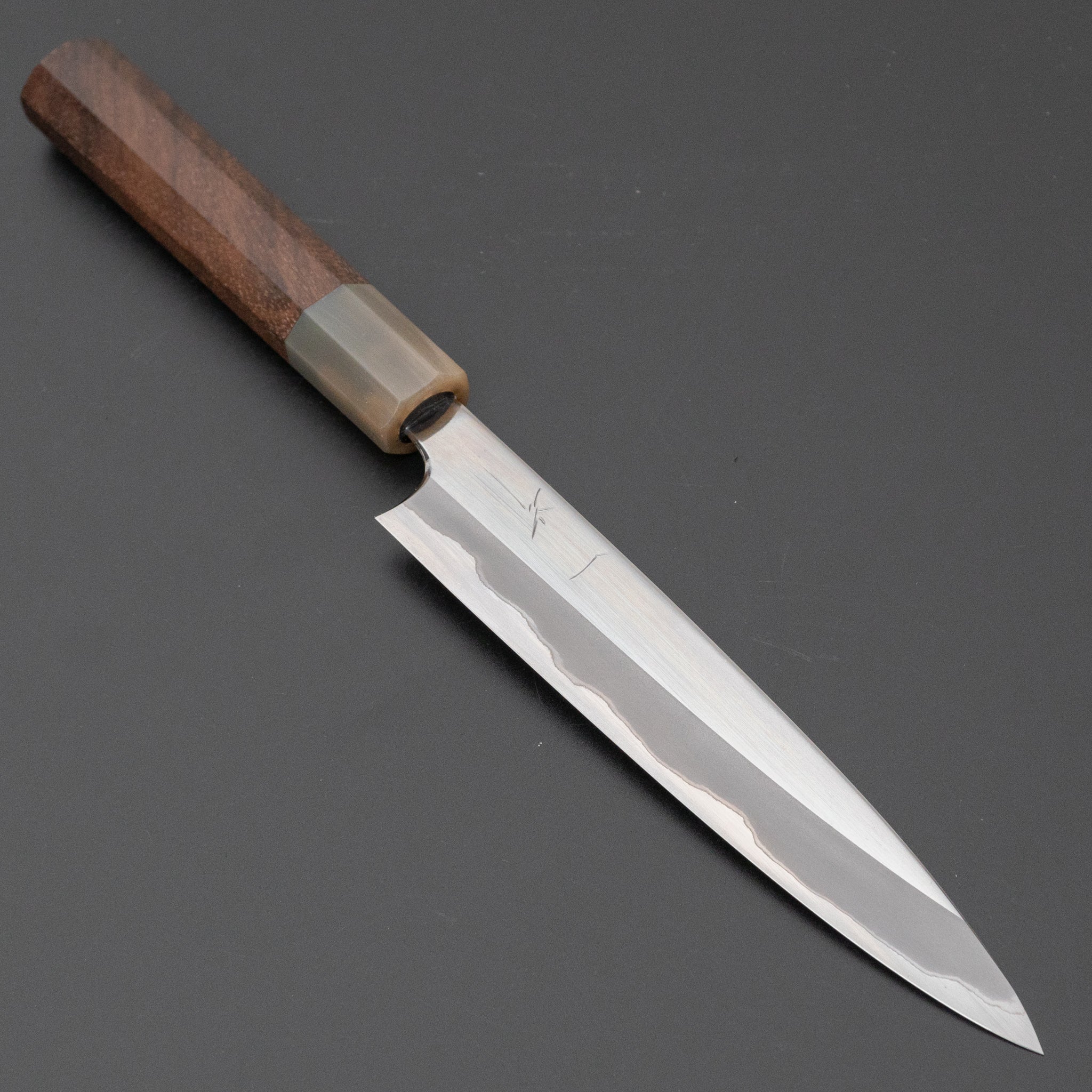 Hitohira Togashi Blue #1 Stainless Clad Petty Knife 165mm with Ziricote Handle - Mirror Polished Japanese Chef Knife for Slicing, Peeling & Precision Cutting - Perfect for Home Cooks & Professional Chefs