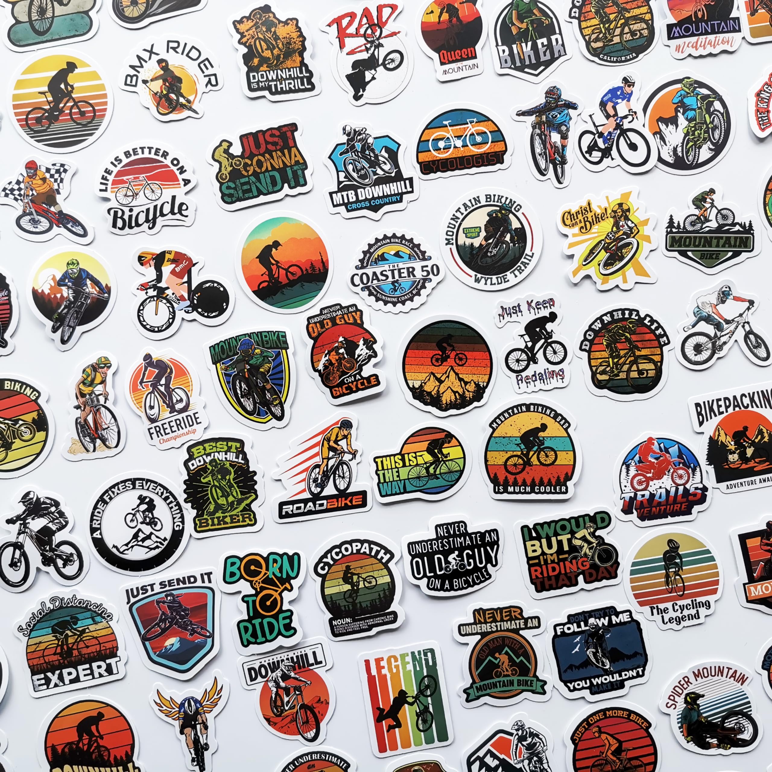 100Pcs Cool Bicycle Decals - Waterproof Vinyl Bike Stickers for Road & Mountain Bikes - Durable Frame & Helmet Decals - Perfect for Customizing Cycling Gear & Personalizing Your Ride (Ideal for Commuting, Racing & Outdoor Adventures)