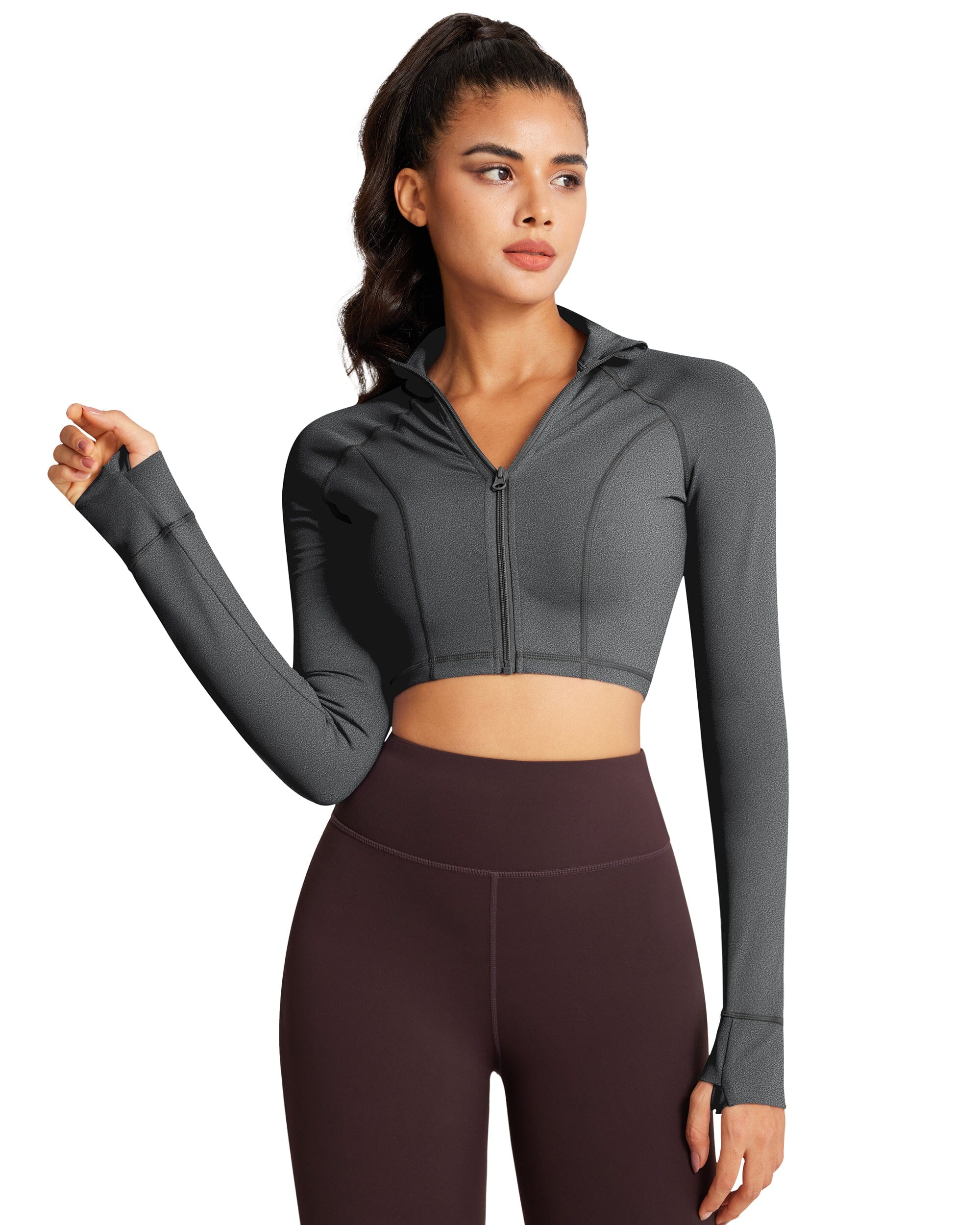 Women's Cropped Running Jacket - Lightweight Waterproof Windbreaker for Outdoor Jogging & Workouts | Perfect for Spring & Fall Running