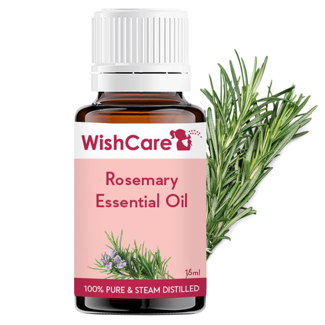 WishCare® 100% Pure Rosemary Essential Oil - 15ml Undiluted Natural Aromatherapy Oil for Hair Growth, Stress Relief & Skin Care | Perfect for Diffusers, Massage & DIY Beauty Products