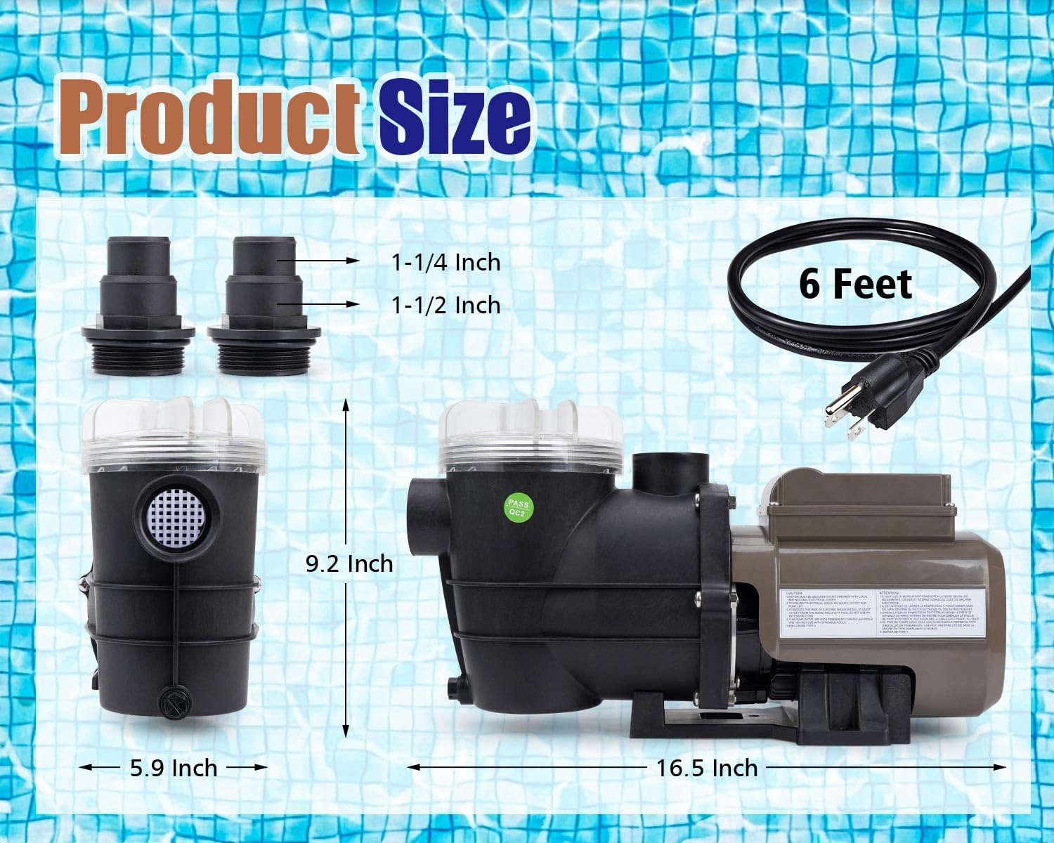 2700GPH 115V Self Priming Above Ground Pool Pump with Timer - 0.35HP Low Noise Swimming Pool Pump with Filter Basket for Hot Tubs, Spas & Water Circulation (Perfect for Backyard Pools, Inflatable Pools & Water Features)