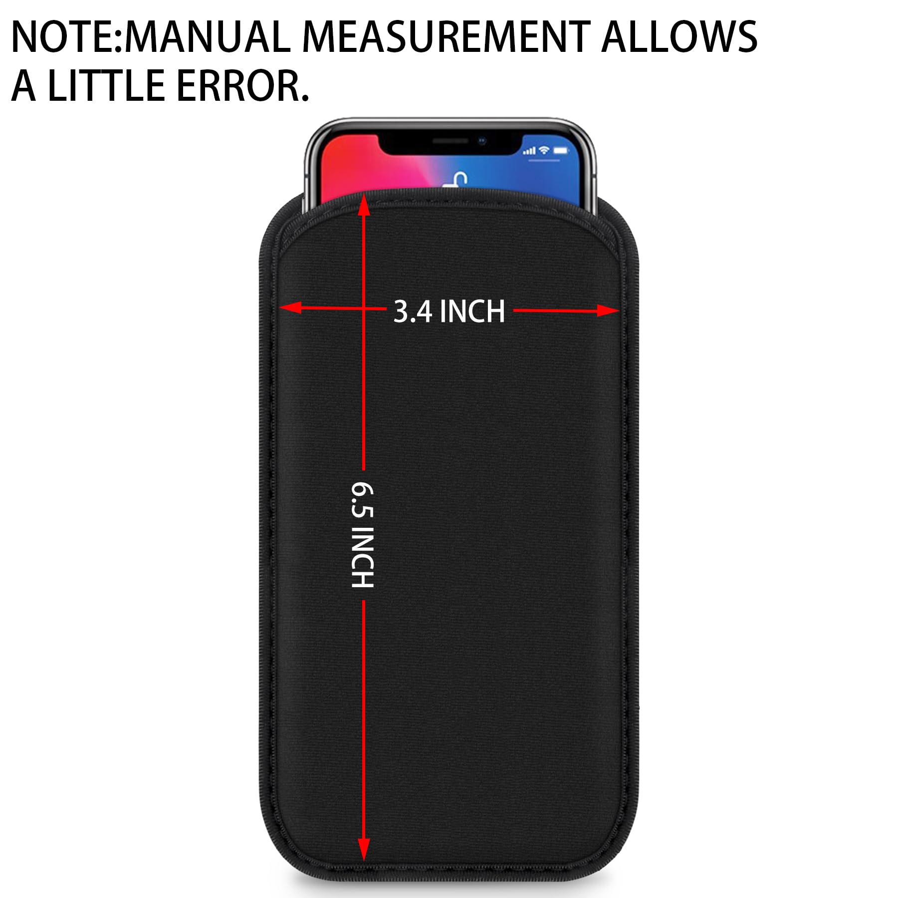 2 Pack Neoprene Phone Sleeve Pouch for iPhone 11 Pro Max/Xs Max/8 Plus/7 Plus/6 Plus - Shockproof & Scratch Resistant Protective Case (Black) - Perfect for Travel, Gym & Everyday Use