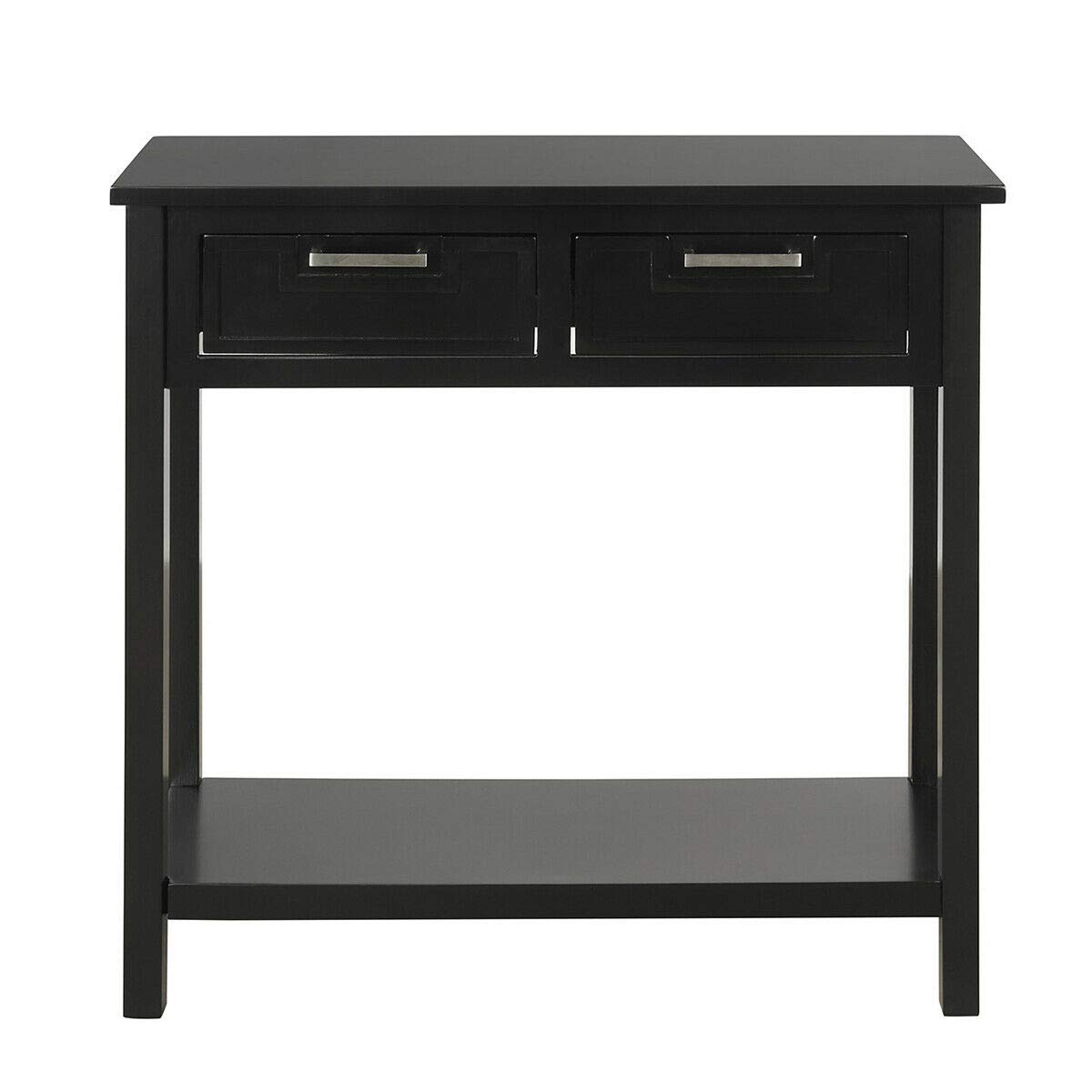 Black Entryway Console Table with 2 Storage Drawers & Bottom Shelf - Anti-Tip Design for Hallway, Living Room - Perfect for Keys, Phones, Decor & Alarm Clocks