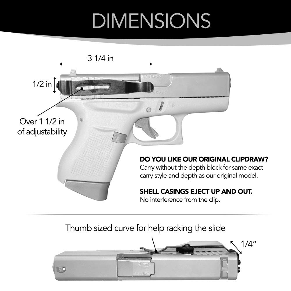 ClipDraw Gun Clip - Low Profile Slim Concealed Carry Holster for Pistols | Easy Installation | Made in USA | Perfect for Everyday Carry, Home Defense & Concealed Carry