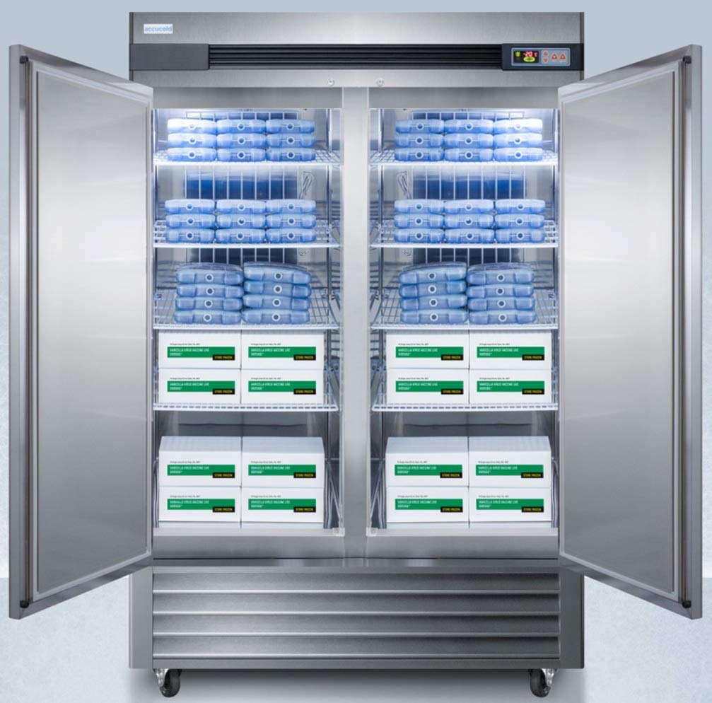 AccuCold AFS49ML 46 Cu.Ft. Frost-Free Upright Pharmacy Freezer - Stainless Steel French Door with Digital Temperature Control | Perfect for Laboratories, Medical Storage & Commercial Pharma Use