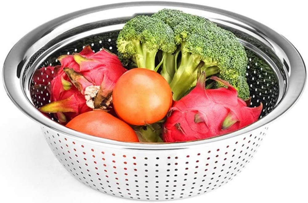 Qiuqiu 4-Piece Stainless Steel Kitchen Colander Set - Multi-Functional Mesh Strainer, Fruit Bowl & Drain Basket for Cooking, Steaming, Washing Vegetables - Perfect for Home Kitchens & Meal Prep