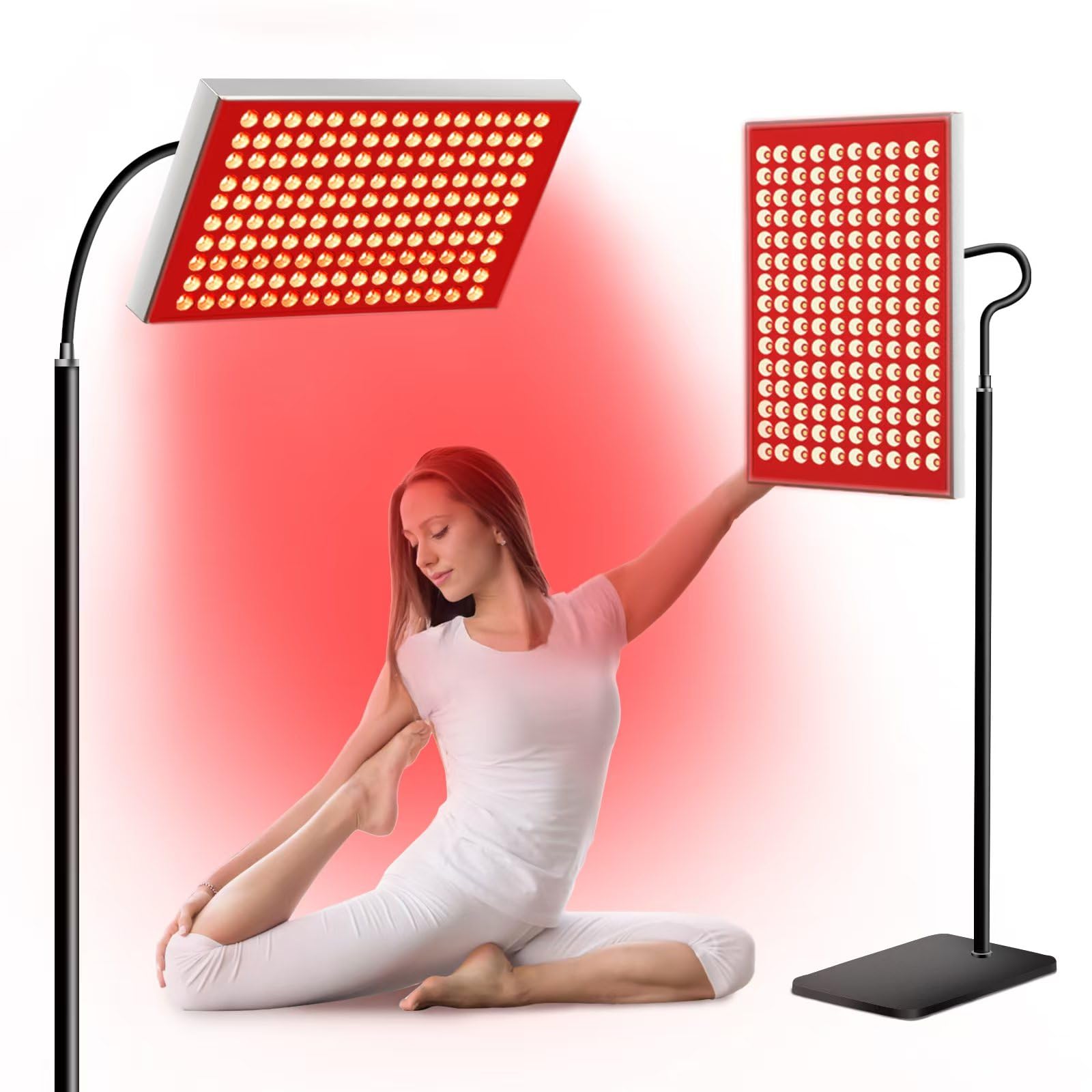 Red Light Therapy Lamp 660nm & 850nm Near Infrared - Adjustable LED Panel for Skin Care, Muscle Recovery & Pain Relief - Clinical Grade Home Device for Face, Back & Joint Pain Treatment - Perfect for Home Spa, Anti-Aging & Post-Workout Recovery