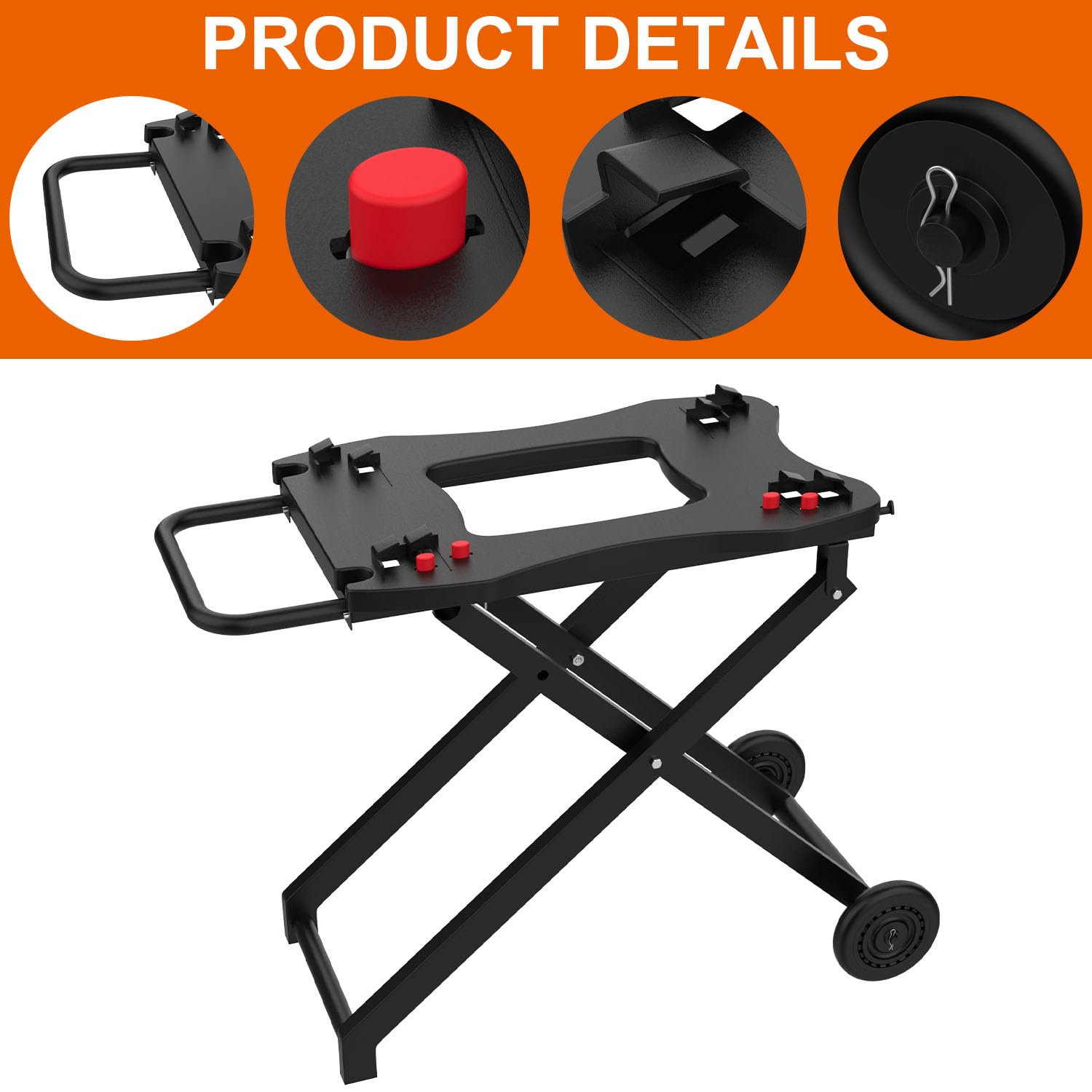 Portable Grill Cart and Cover for Weber Q100 Q1000 Q120 Q1200 Q200 Q2000 Q2200 Series | Folding Stand for Weber Q1400 Q2400 Electric Grills | Replacement for Weber Q Portable Cart | Perfect for Outdoor BBQ, Camping, and Backyard Cooking