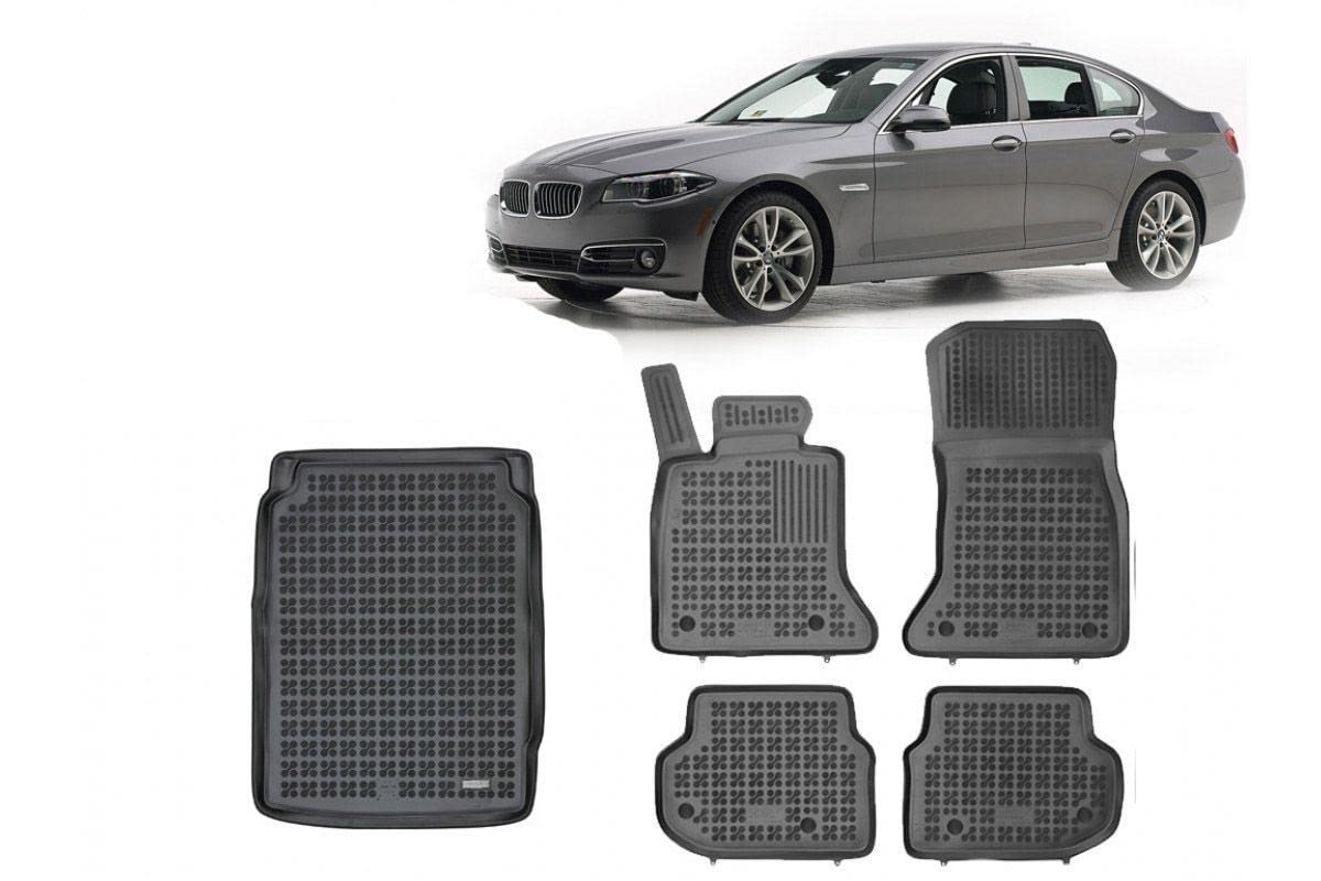 Custom Car Mats Full Set for 2010-2017 BMW 5 Series F10 - All Weather Waterproof Floor Mats & Cargo Liner - Odorless Non-Slip Car Accessories (Black) - Perfect for Daily Commute, Road Trips & Winter Protection