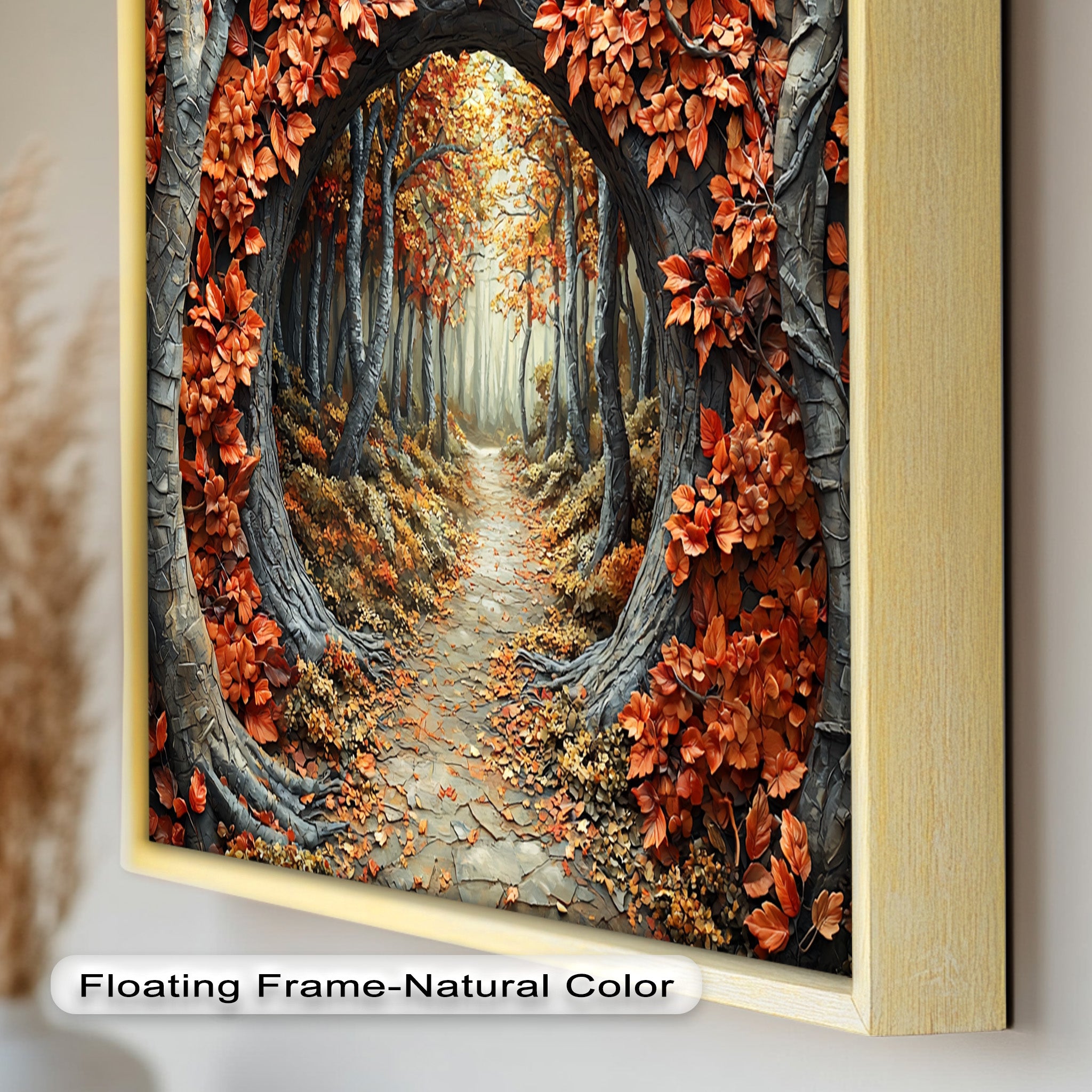 Autumn Path - Enchanted Forest Oil Painting Wall Art for Living Room, Bedroom Decor - Nature Landscape Canvas Print for Home & Office