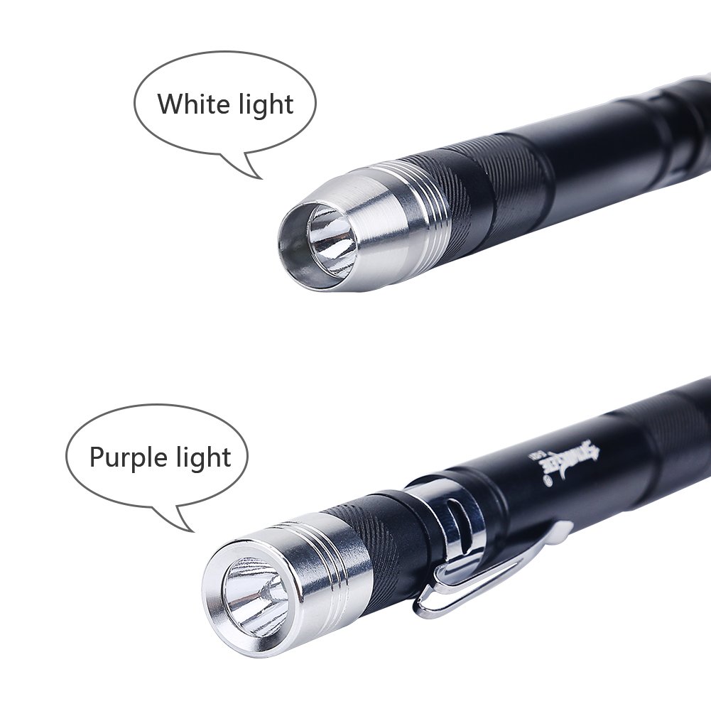 Portable Mini LED Flashlight - Ultra Bright Pocket Flashlight with Clip, Battery Powered Pen Light for Camping, Hiking, Emergency & Everyday Use (Black)
