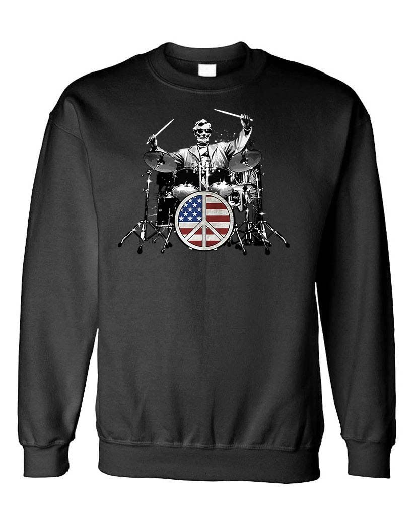 Goozler ABE LINCOLN Drums Rock 101 American Flag Fleece Sweatshirt - Patriotic Music Band Hoodie for Concerts, Festivals & Casual Wear