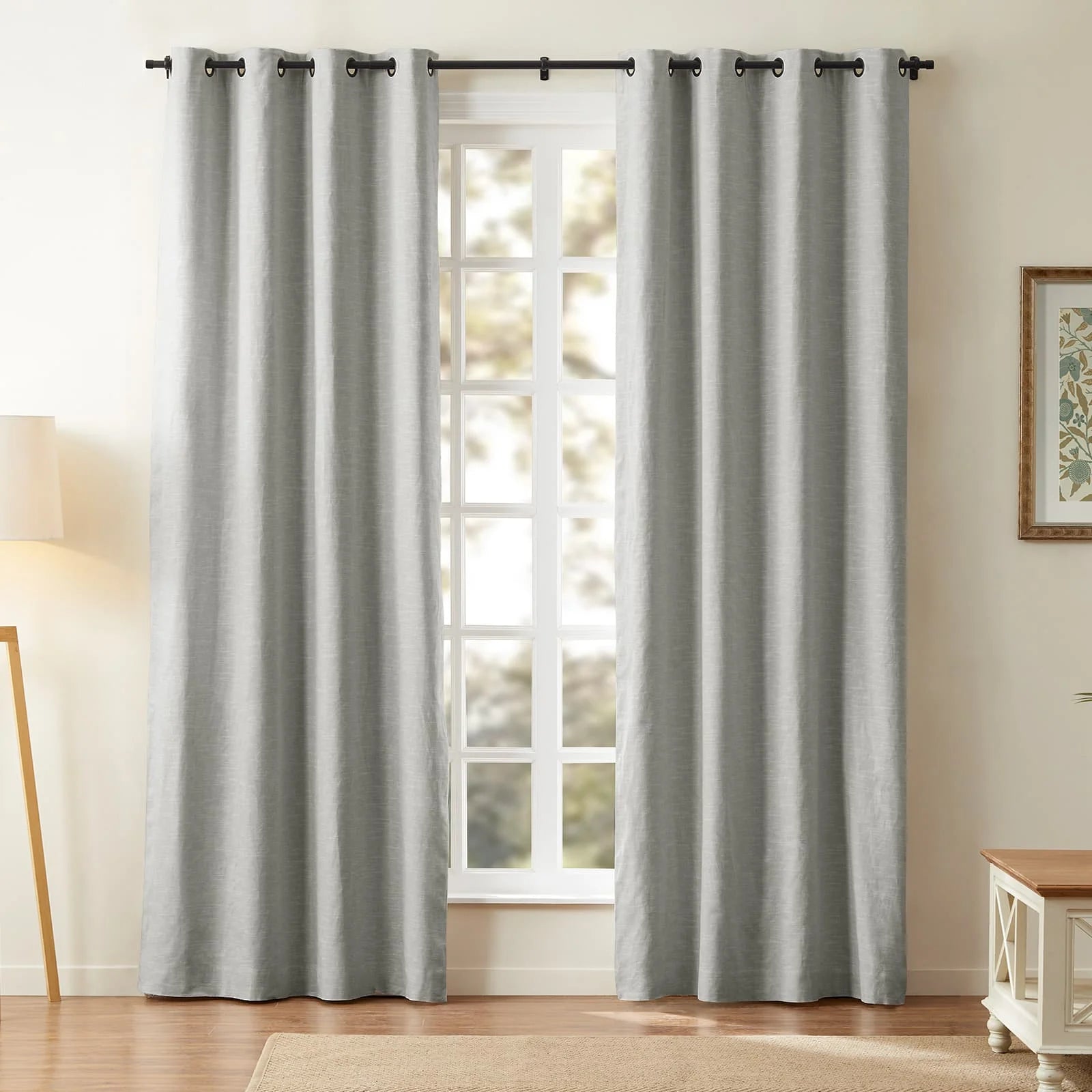 Luxury Linen Cotton Grommet Curtains for Living Room & Bedroom - Blackout Drapes with Metal Rings, Home Decor Window Treatments (52x84 Inch)
