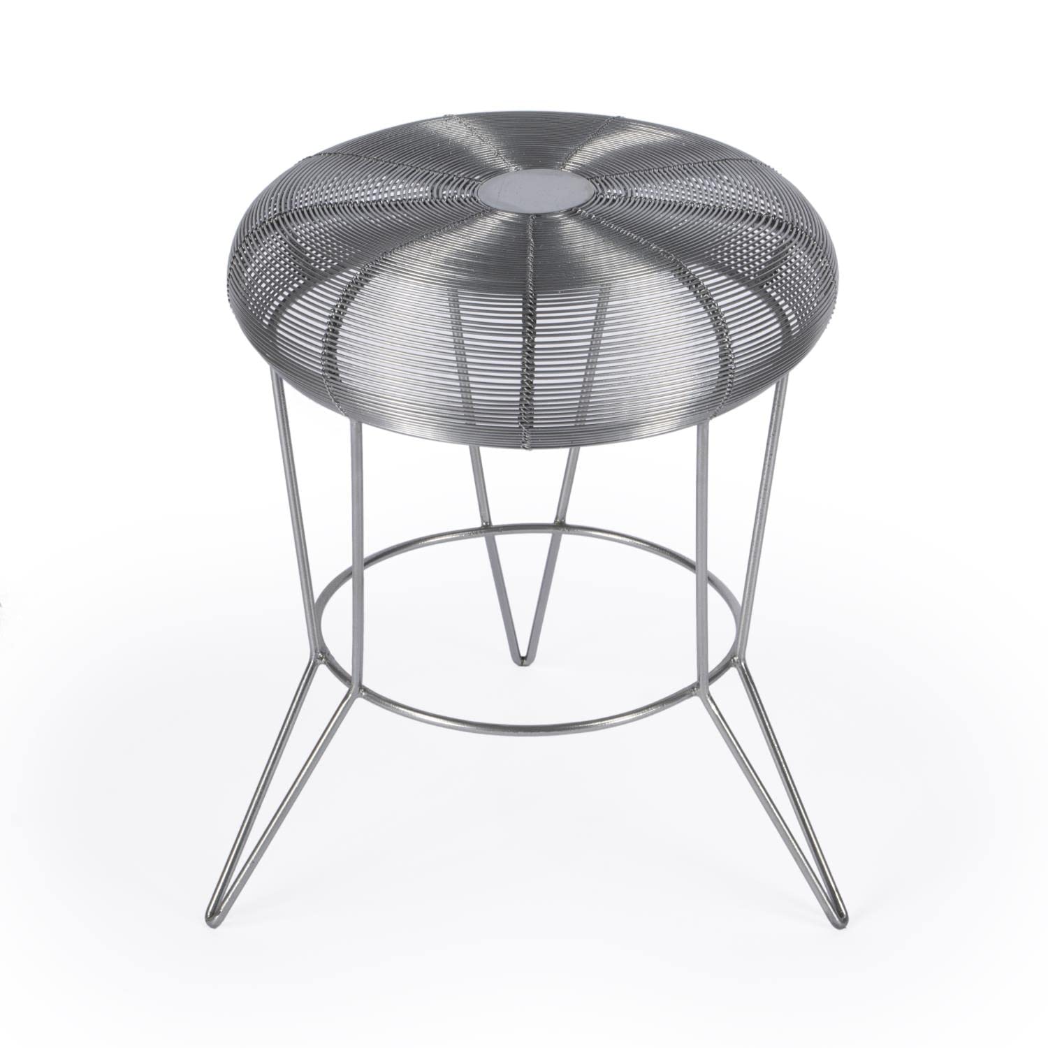 Butler Specialty Allen Dark Silver Wrought Iron Accent Table - Elegant Side Table for Living Room, Bedroom, or Office Decor