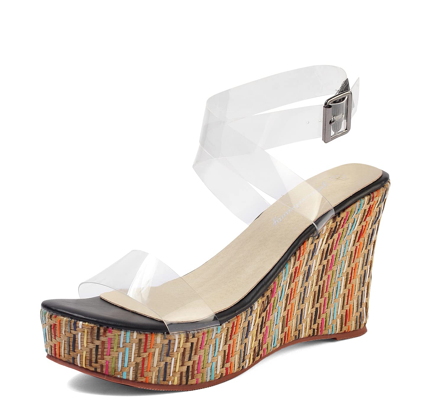 Getmorebeauty Women's Pearl Embellished Wedge Sandals - Comfortable Platform High Heels for Summer, Beach & Casual Outfits | Perfect for Weddings, Parties & Date Nights