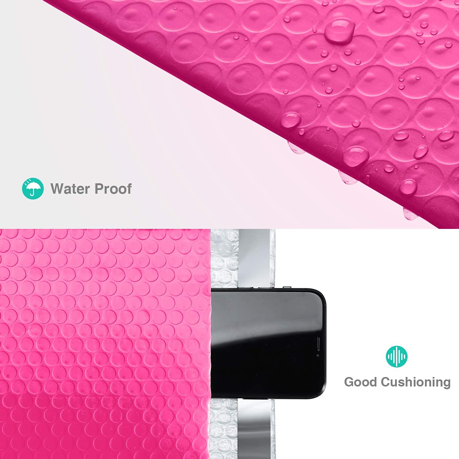 GSSUSA 6x10 Inches Padded Poly Bubble Mailers - Self Seal Small Shipping Envelopes for Ecommerce, Mailing Bags Bulk Pack (600 Pack, Pink) - Perfect for Online Stores, Amazon FBA & Small Business Packaging