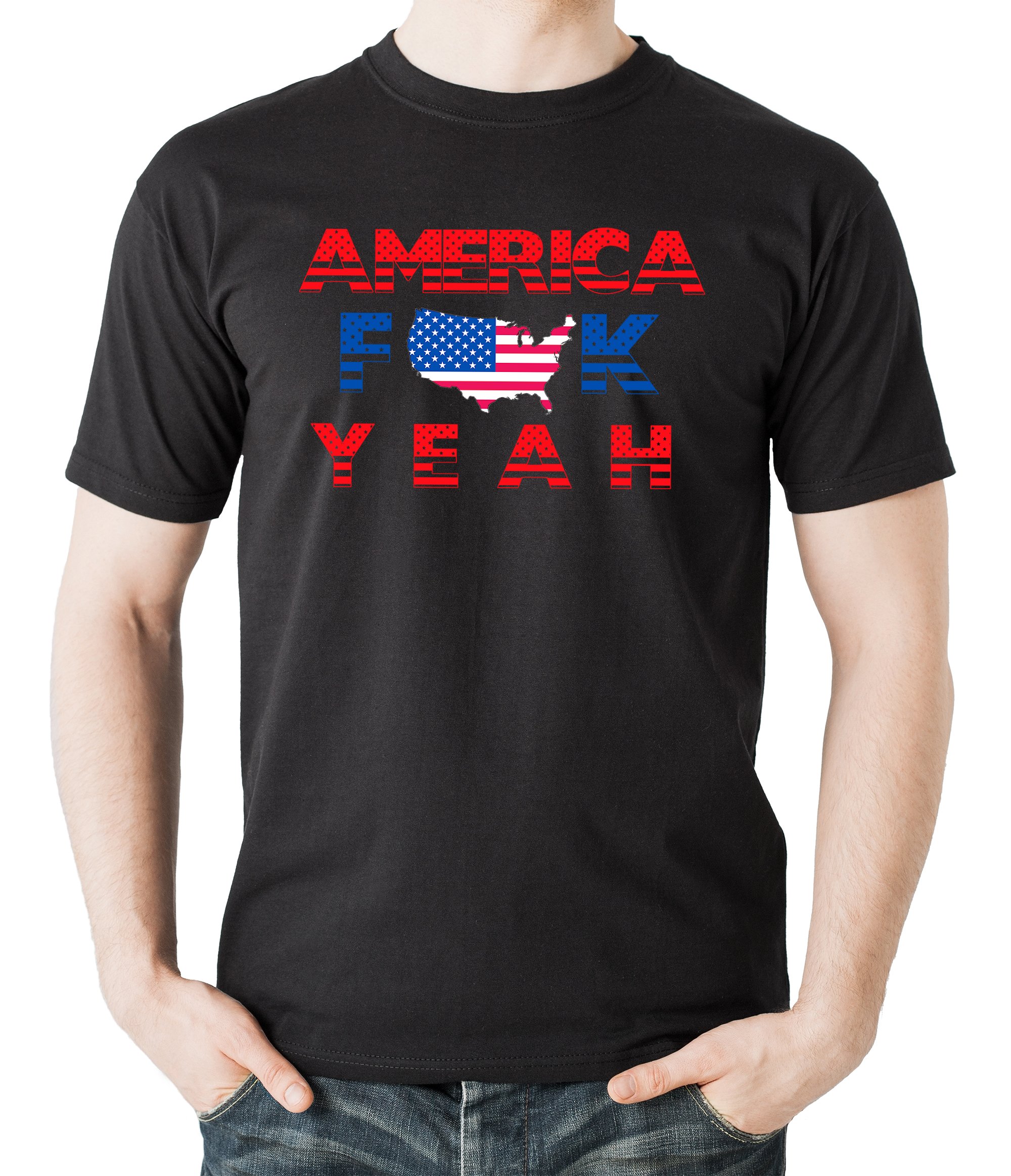 America F@ck Yeah T-Shirt - Patriotic Graphic Tee for Men & Women - Funny Political Statement Shirt - Perfect for Fourth of July, Veterans Day & Political Rallies