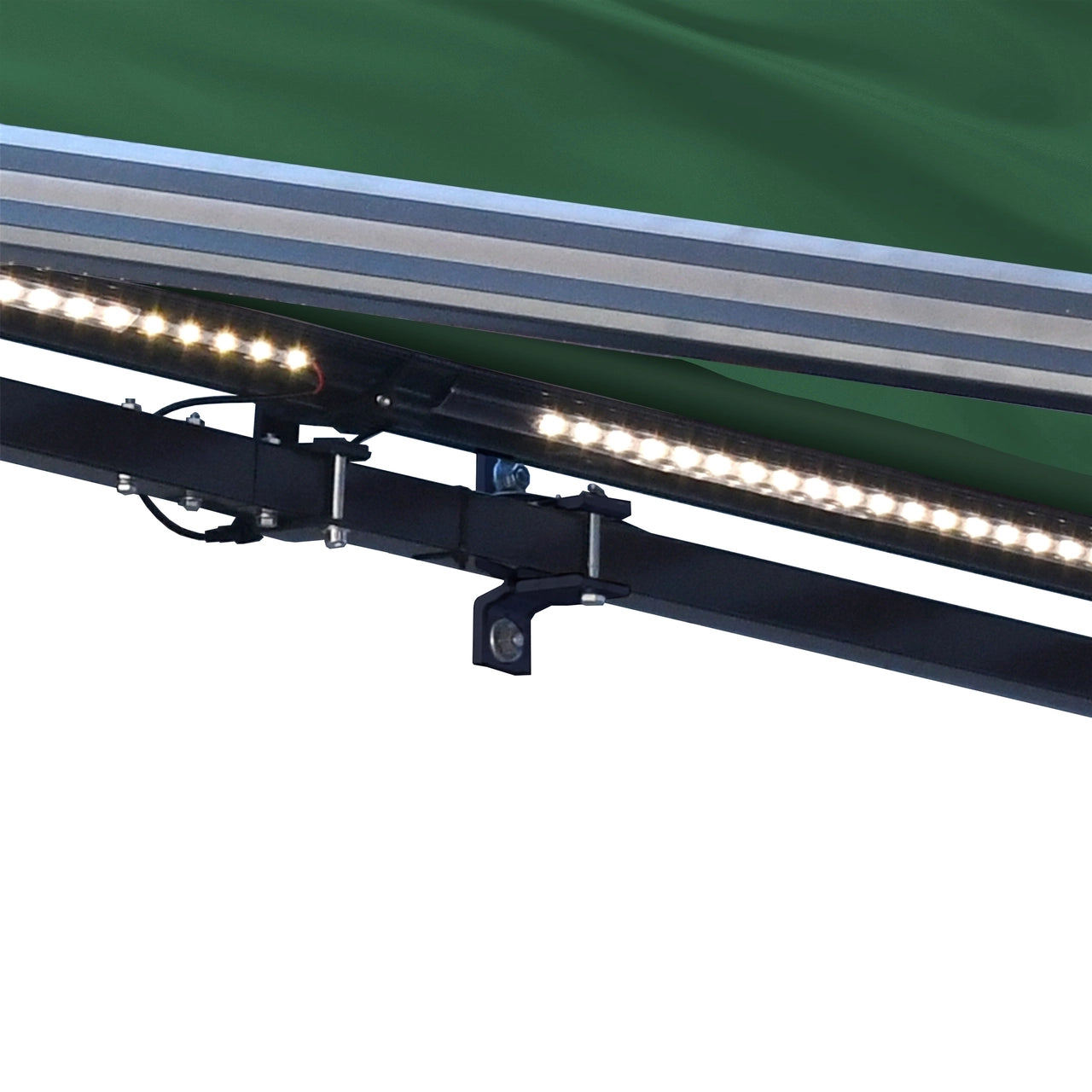ALEKO 16x10 Feet Half Cassette Motorized Retractable LED Patio Awning - Green Luxury Outdoor Shade for Deck, Garden & Backyard