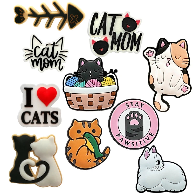 Cute Cat Shoe Charms Pins for Crocs - 1PC Adorable DIY Bracelet Accessories for Women & Kids - Perfect for Party Favors, Gifts & Jibbitz Decor - Great for Crocs Shoes, Backpacks & Wristbands
