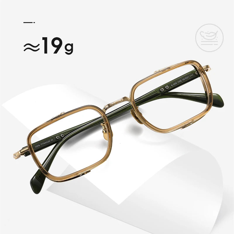 Stylish Black Square Titanium Acetate Eyeglasses for Women - Lightweight Full Rim Glasses Frame 41055 - Perfect for Office, Reading & Fashion Accessories