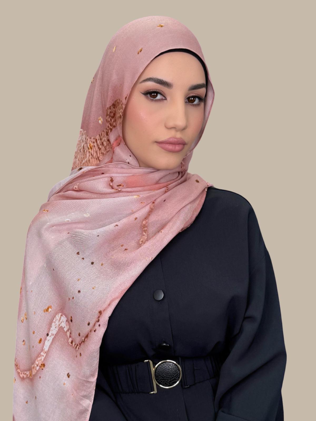 Print Modal Hijab Scarf - Malibu Dusk Color - Soft Breathable Muslim Headscarf for Women - Perfect for Daily Wear, Prayer & Special Occasions