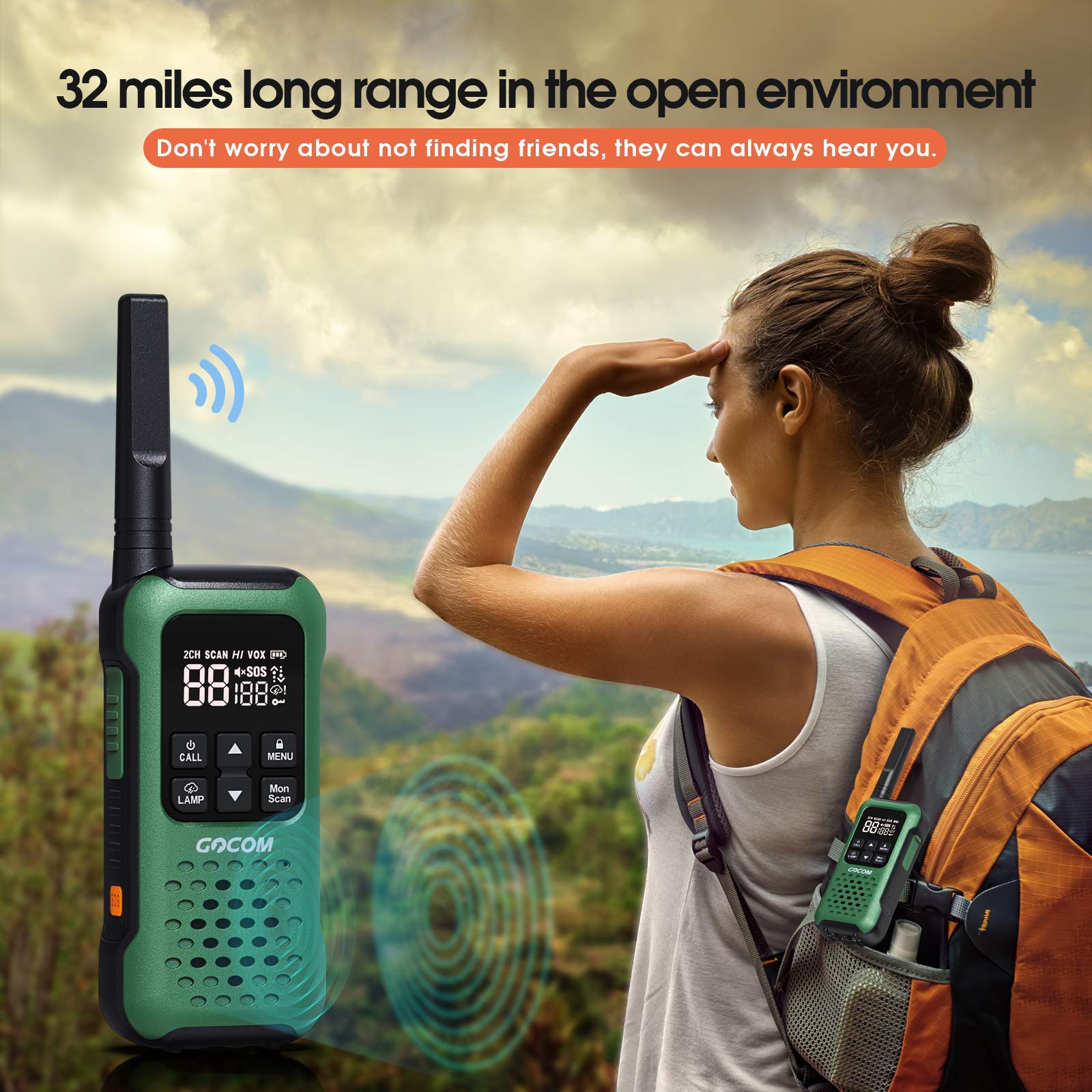 G9 IP67 Waterproof Two-Way Radios - 6 Pack, Long Range Rechargeable Walkie Talkies with NOAA Weather Alert & SOS Emergency Light for Outdoor Adventures, Hiking, Camping, and Emergency Preparedness