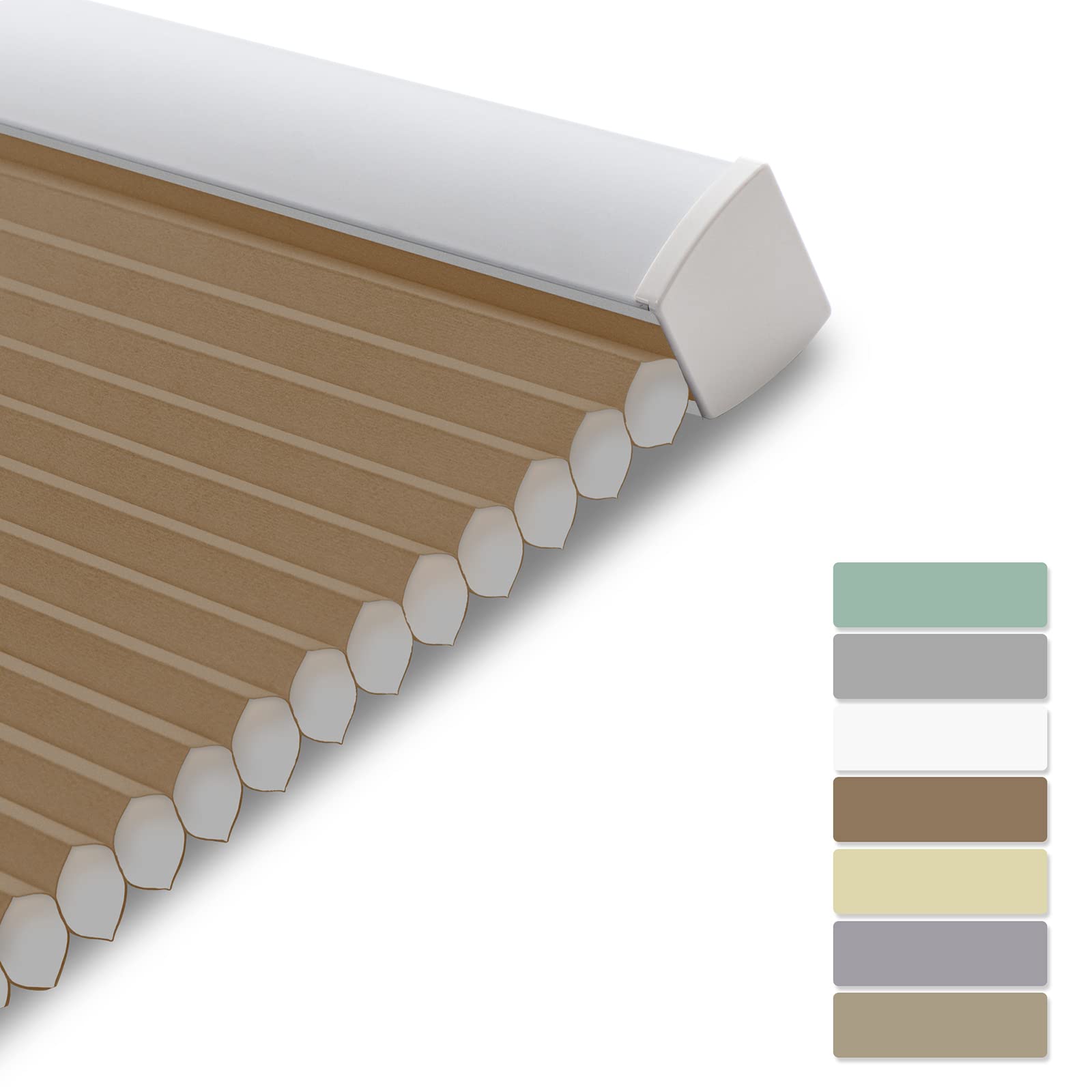 BERISSA Cordless Honeycomb Cellular Shades - Light Filtering Thermal Insulated Window Blinds | Custom Size Free-Stop Cell Shades for Bedroom & Office (Brown) | Perfect for Energy Efficiency & Privacy