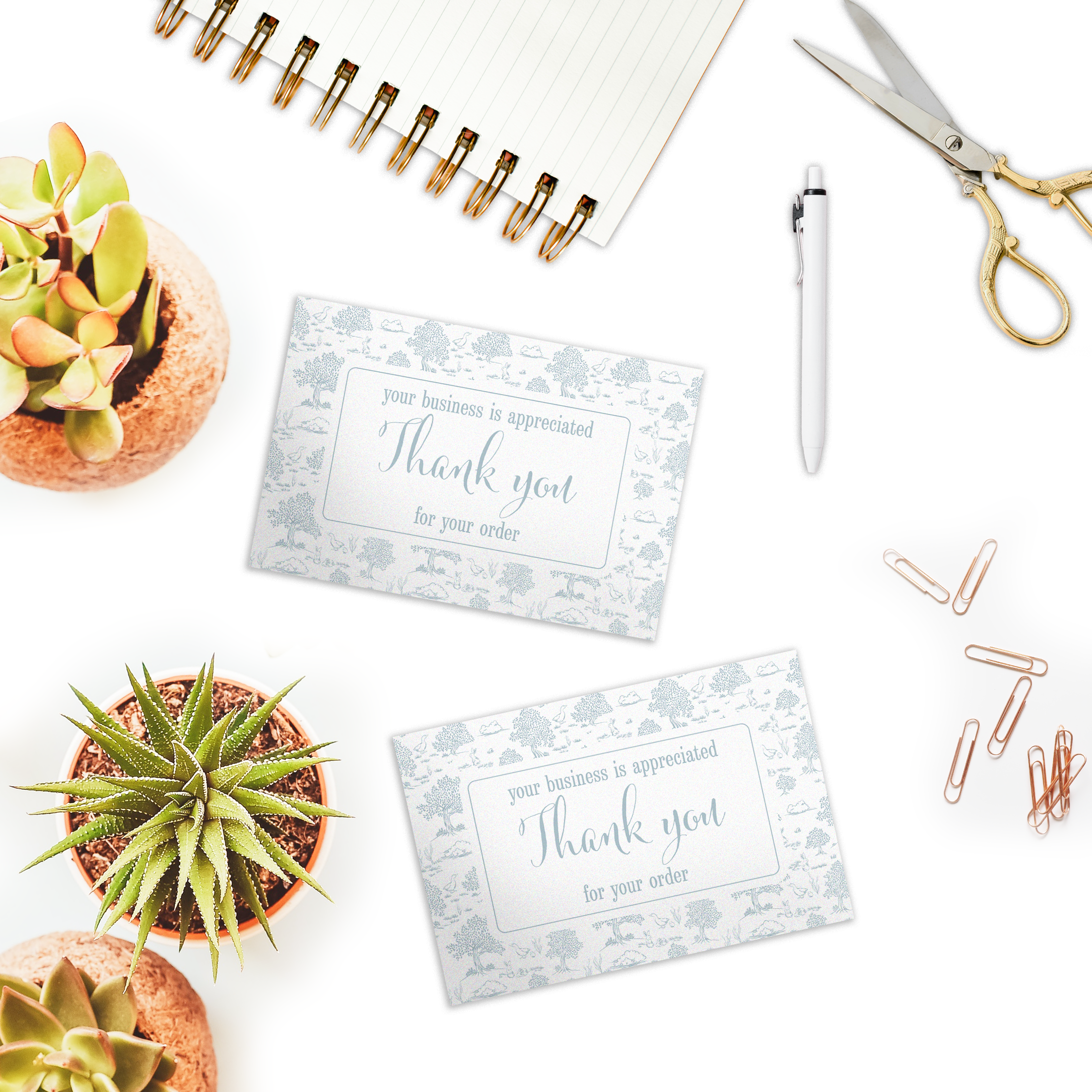 Elegant Blue Toile Business Insert Cards - Perfect for Greetings, Invitations & Thank You Notes - Ideal for Corporate Gifts & Customer Appreciation
