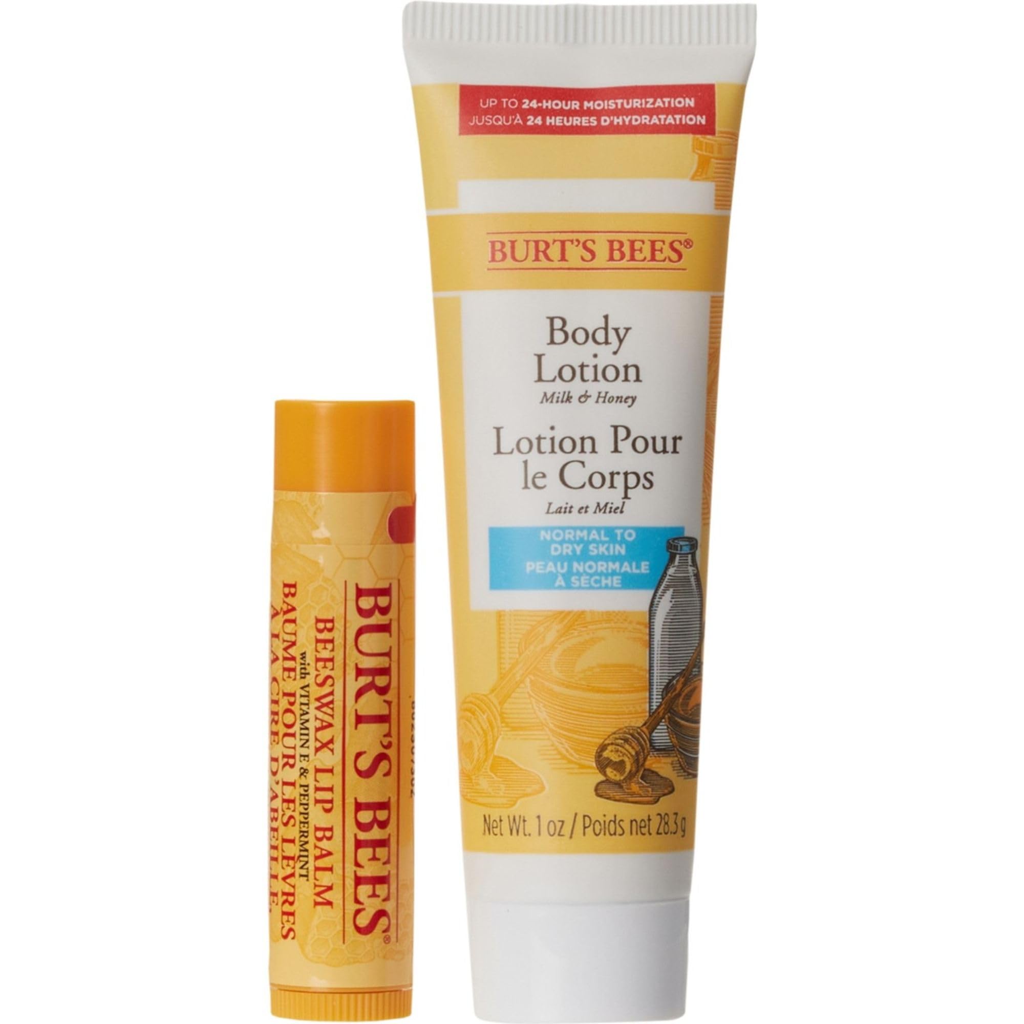Natural Beeswax Lip Balm & Honey Milk Body Lotion Gift Set - Organic, Cruelty-Free Skincare Duo for Dry Lips & Sensitive Skin - Perfect for Daily Hydration, Travel & Gifting