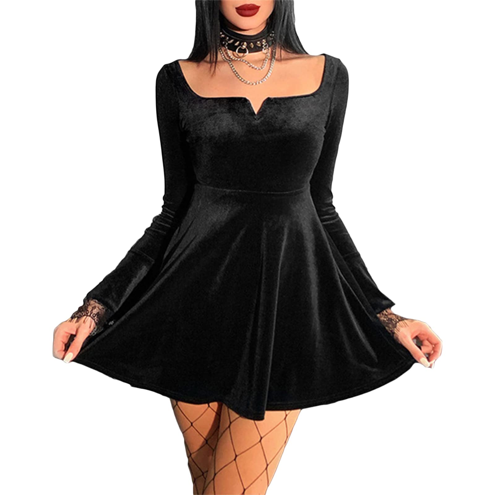Gothic Lolita Dress for Women - Vintage High Waist Punk Cosplay Costume | Halloween Goth Grunge Streetwear for Parties, Anime Conventions & Dark Fashion