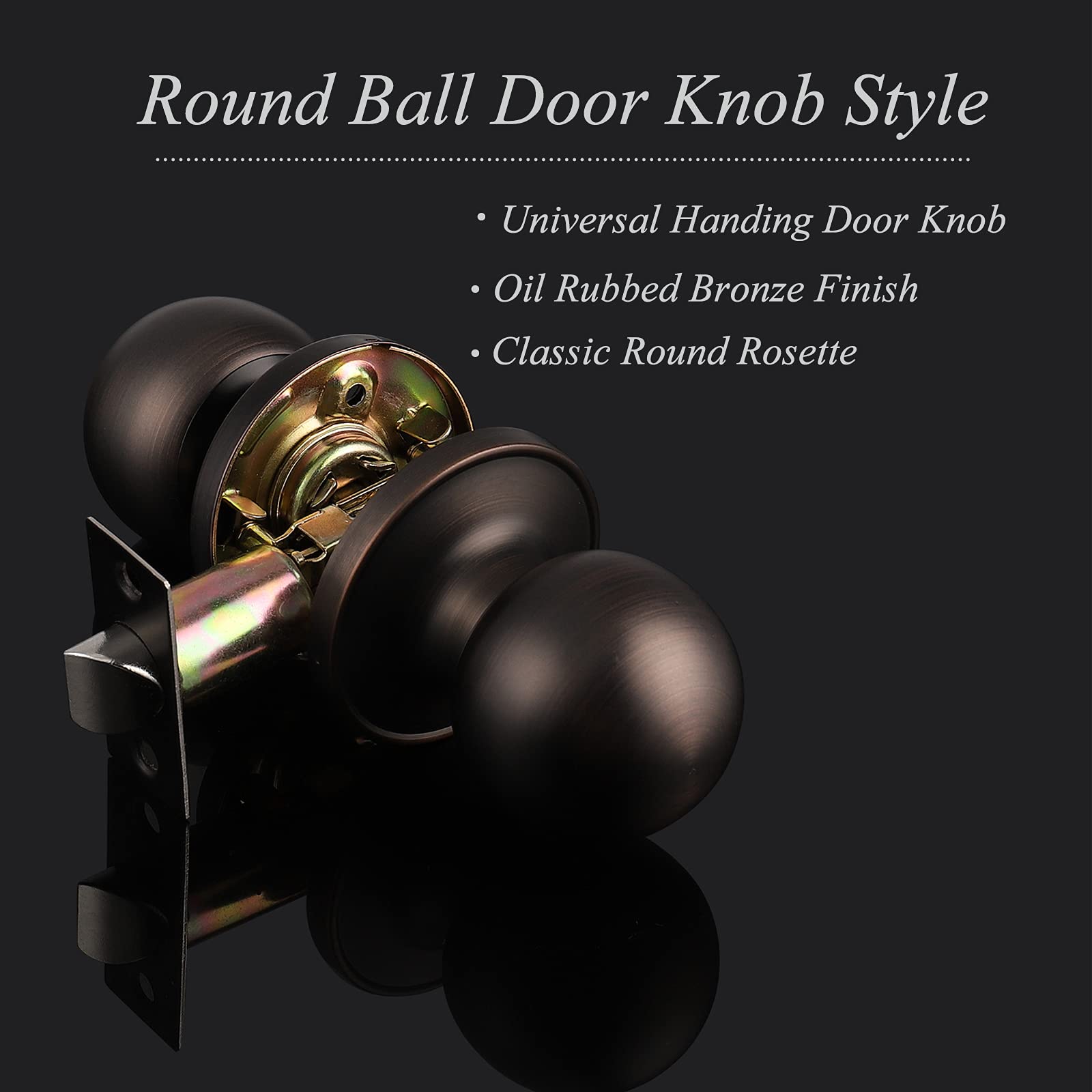 Probrico 8-Pack Oil Rubbed Bronze French Door Knobs - Keyless Passage Lever, Classic Round Ball Knob for Interior Closet & Bedroom Doors | Durable Hardware for Home & Office Use