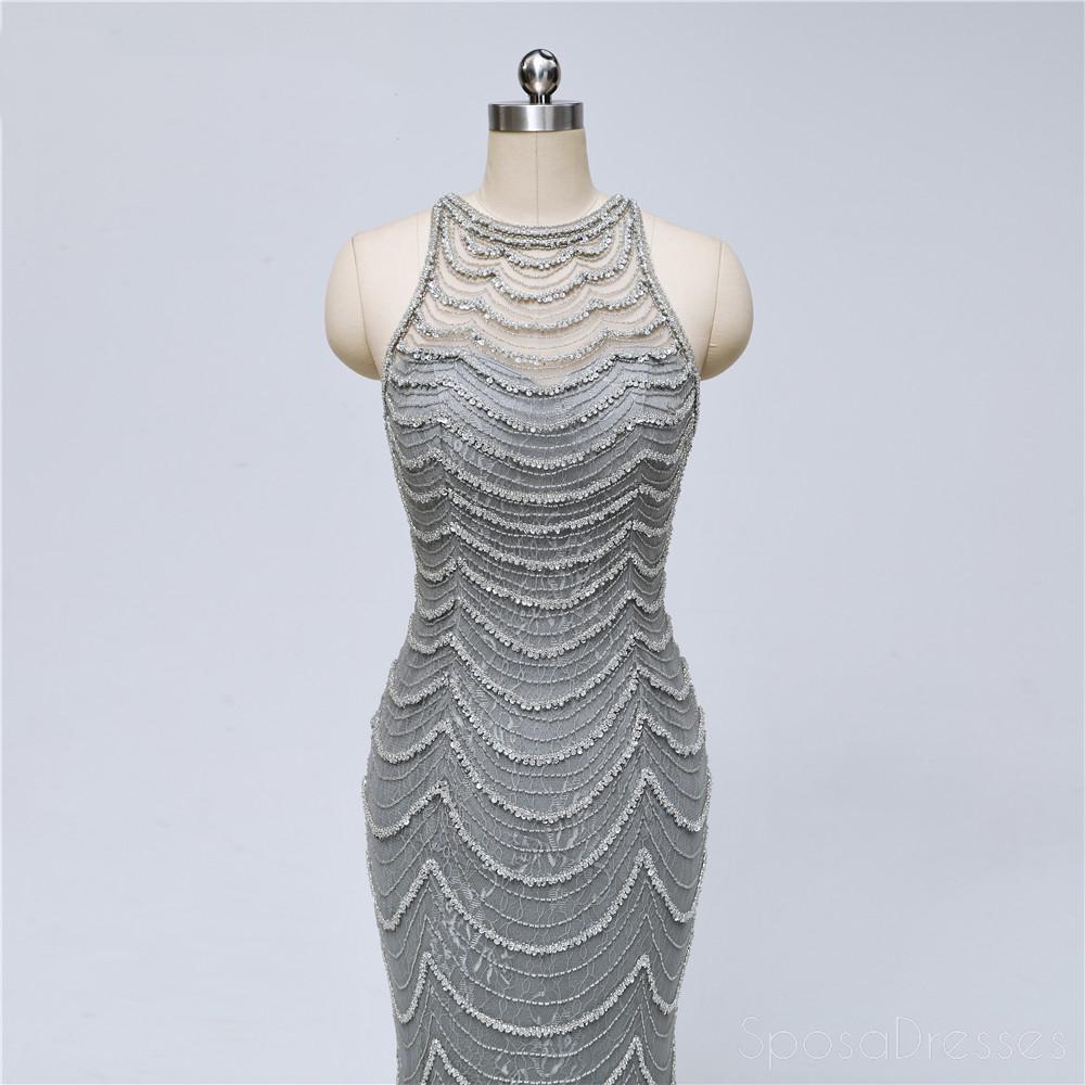 Elegant Grey Lace Beaded Mermaid Prom Dress - Long Evening Gown for Sweet 16, Homecoming & Formal Events | Style 18347 | Perfect for Prom Night, Quinceañera & Special Occasions