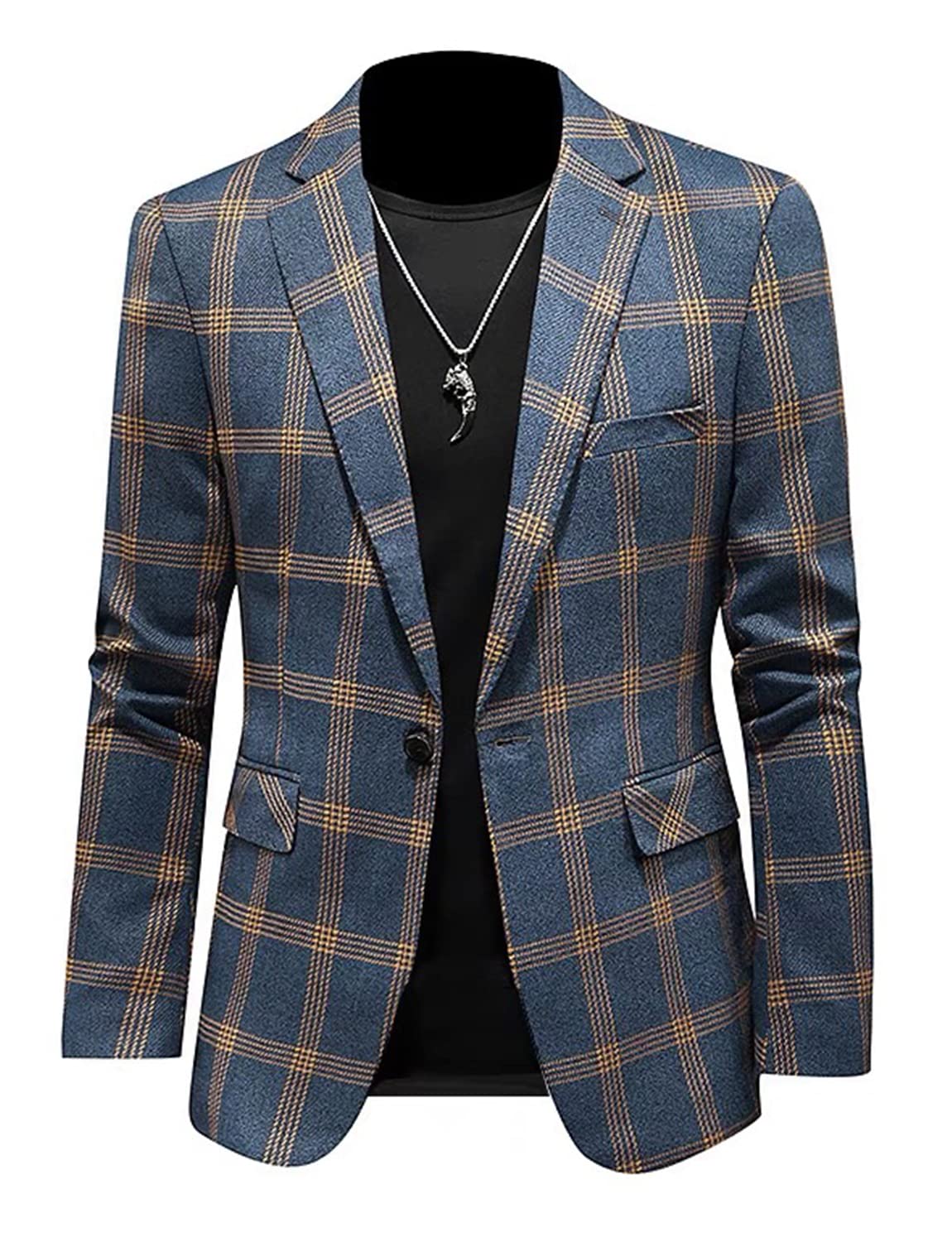 Geacac Men's Plaid 3-Piece Suit Set - Notch Lapel Single Button Formal Blazer & Pants - Perfect for Weddings, Business Meetings & Dinner Parties
