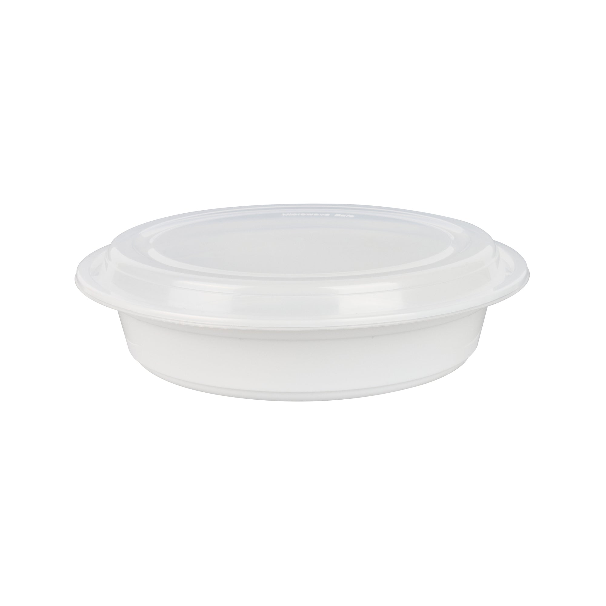 48 oz Round White Plastic Food Storage Containers with Clear Lids - Microwave Safe, 9x9x1.75 Inches - 50 Pack Bulk Disposable Takeout Containers for Restaurants, Catering & Meal Prep