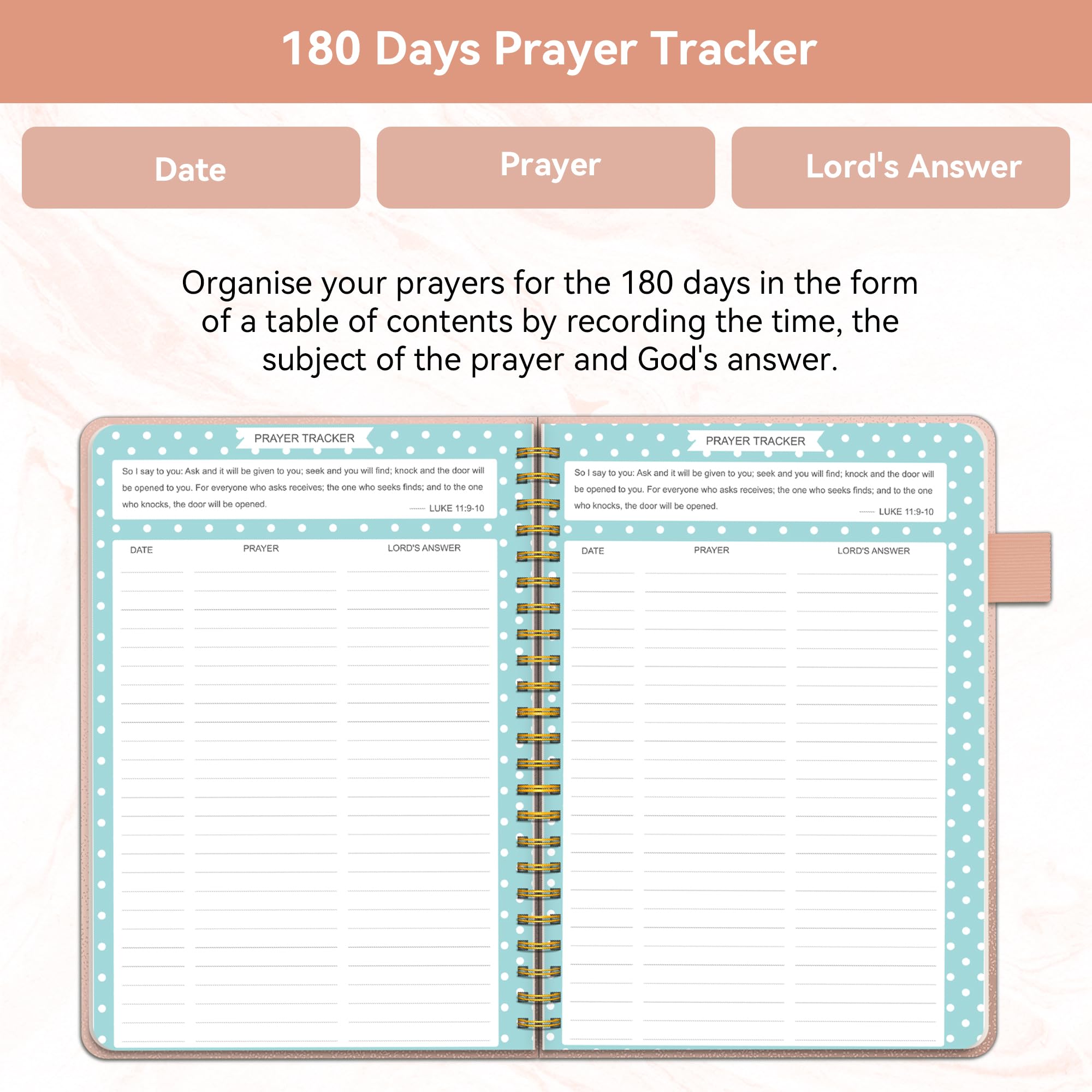 Christian Prayer Journal for Women - 6 Month Daily Devotional Notebook with Bible Verses & Inspirational Writing Prompts - 8.5x5.5